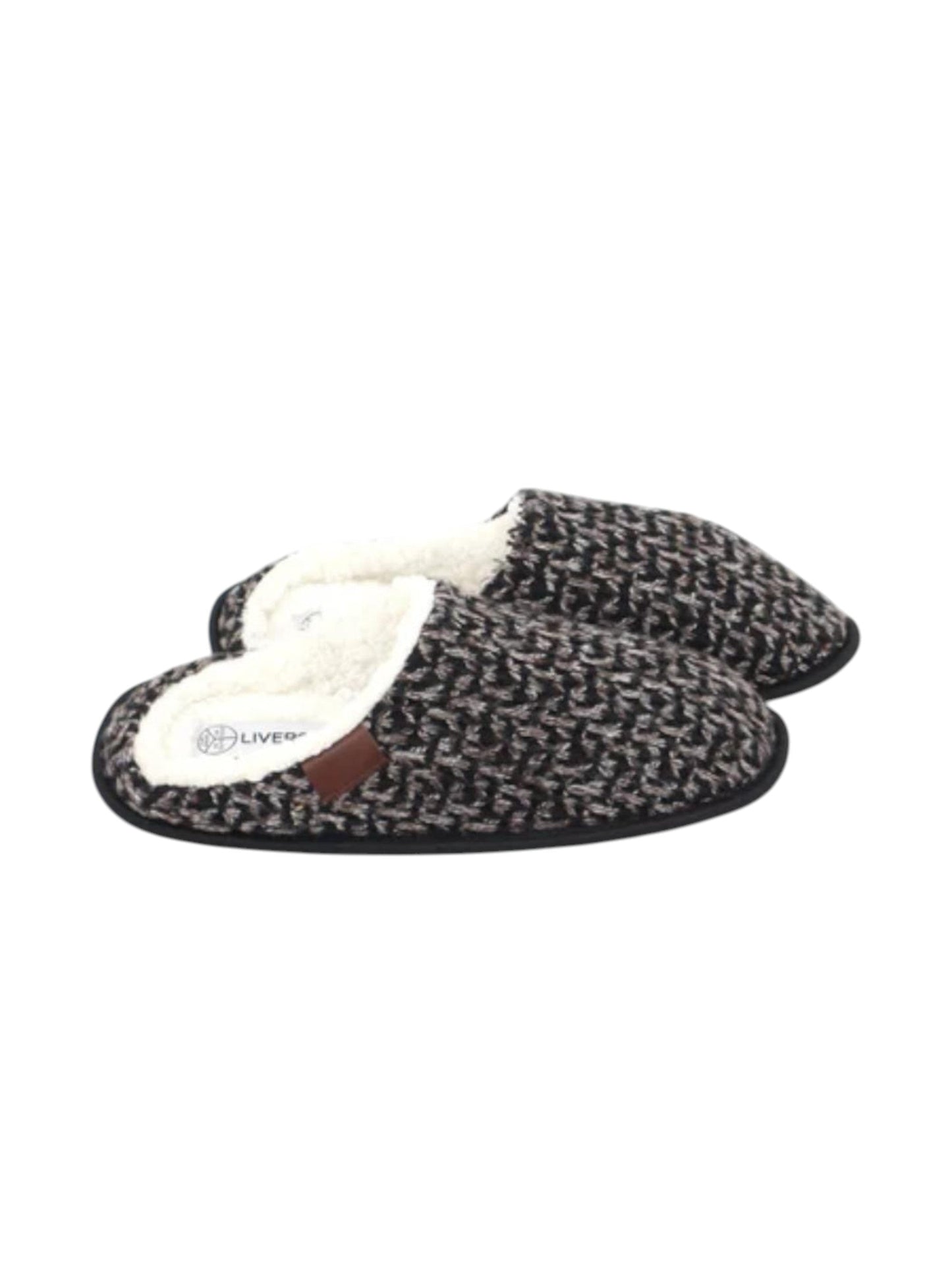 Women's Knitted Lined Slippers,Black