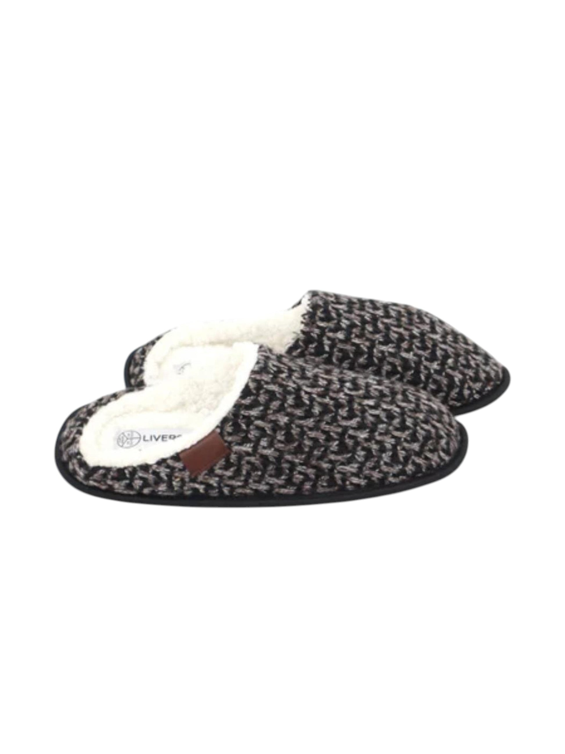 Women's Knitted Lined Slippers,Black