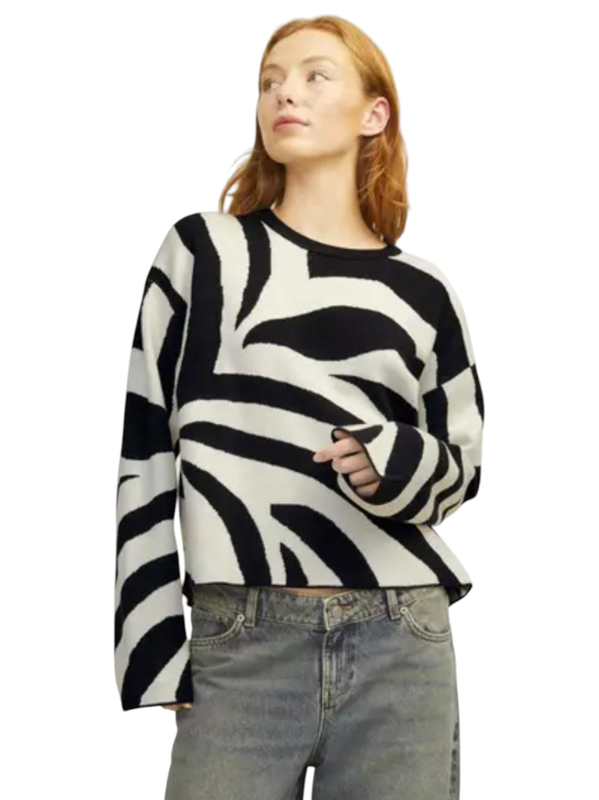 Women's Knitted Sweaters,Black/White