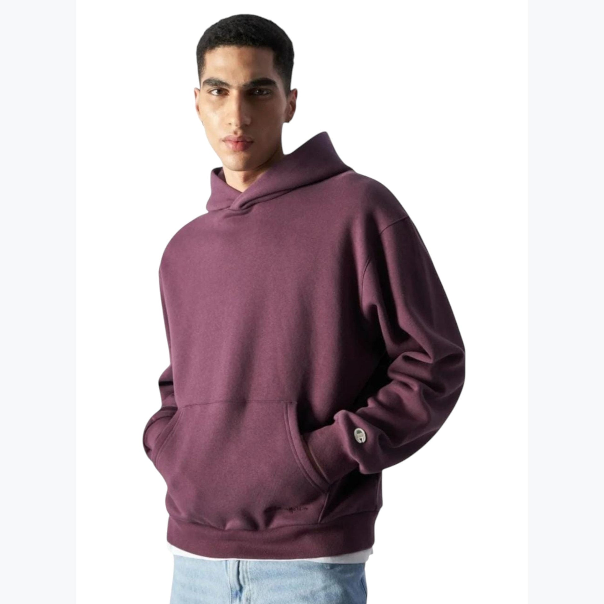 Men's Plain Hoodie,Mauve