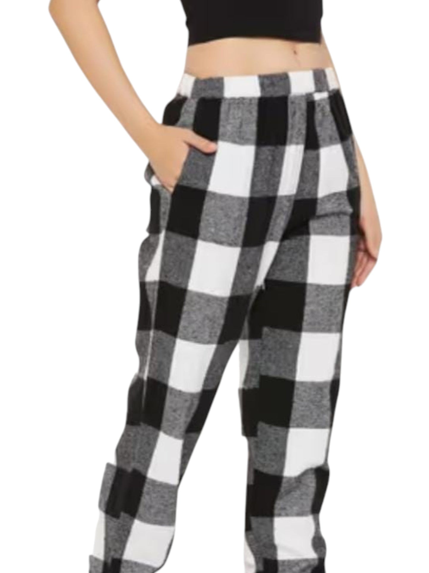 Women's Plaid Sleepwear Pant,Black