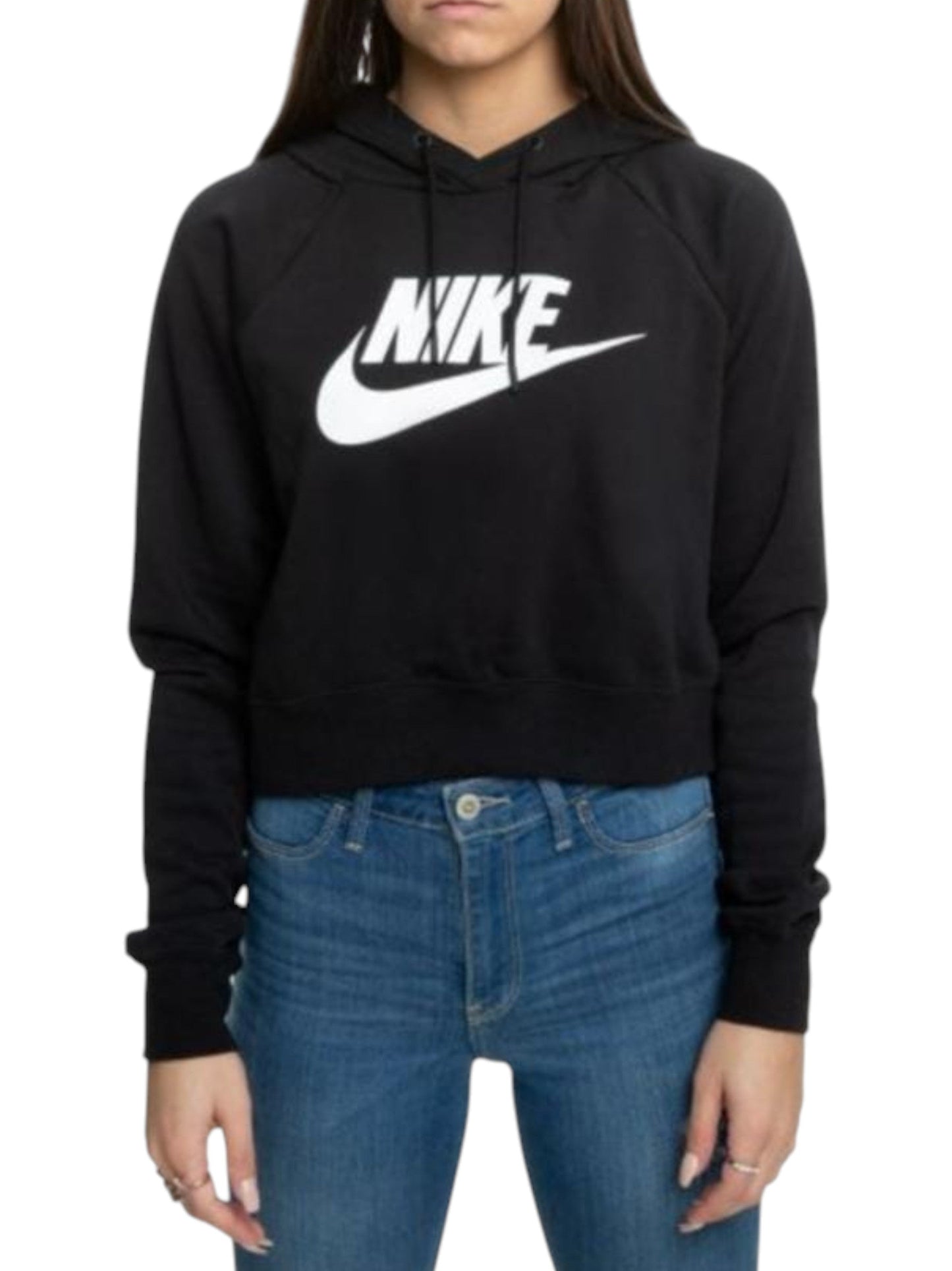 Women's Logo Printed Crop Hoodie,Black