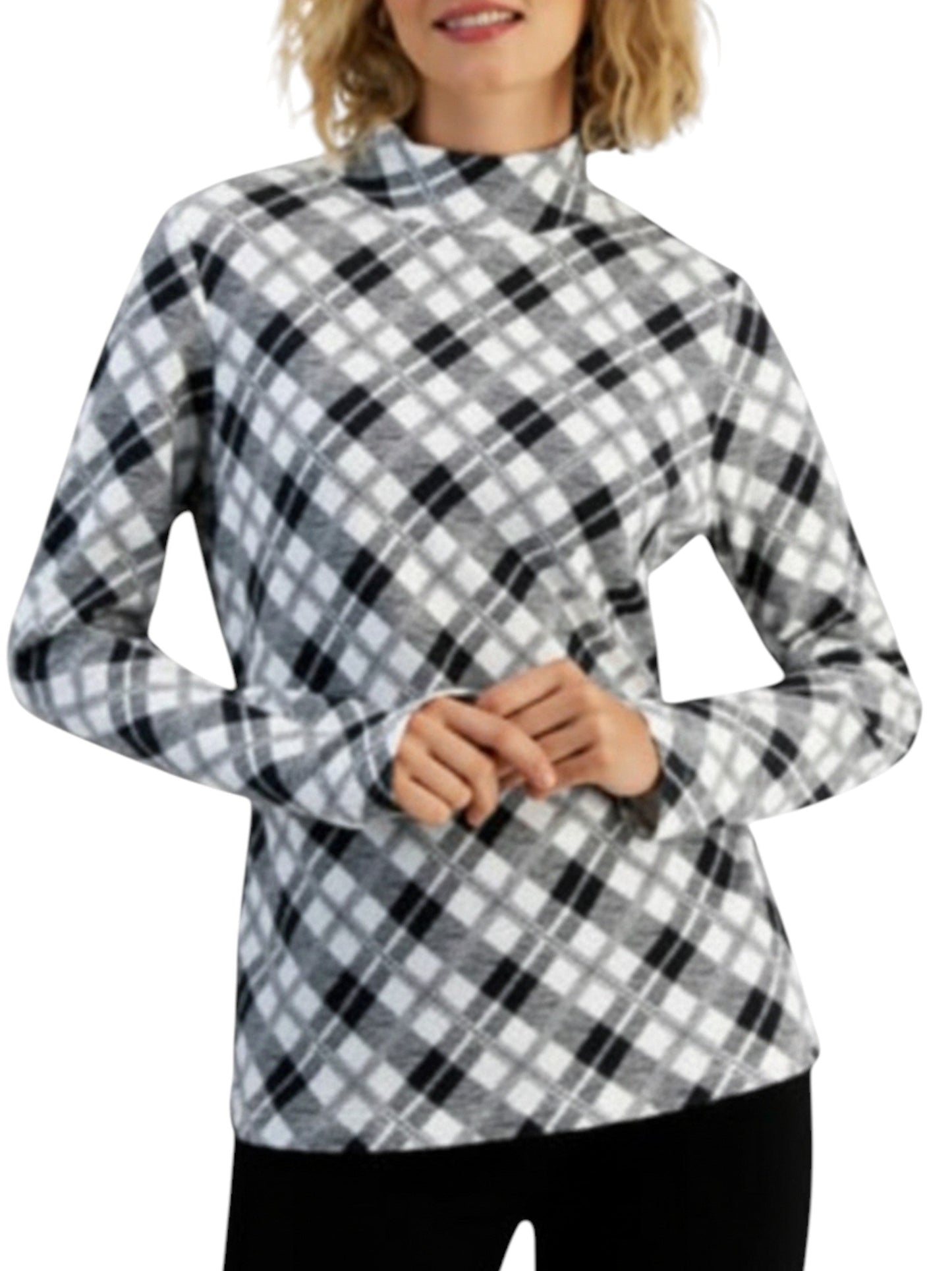 Women's Plaid Top,Black/White