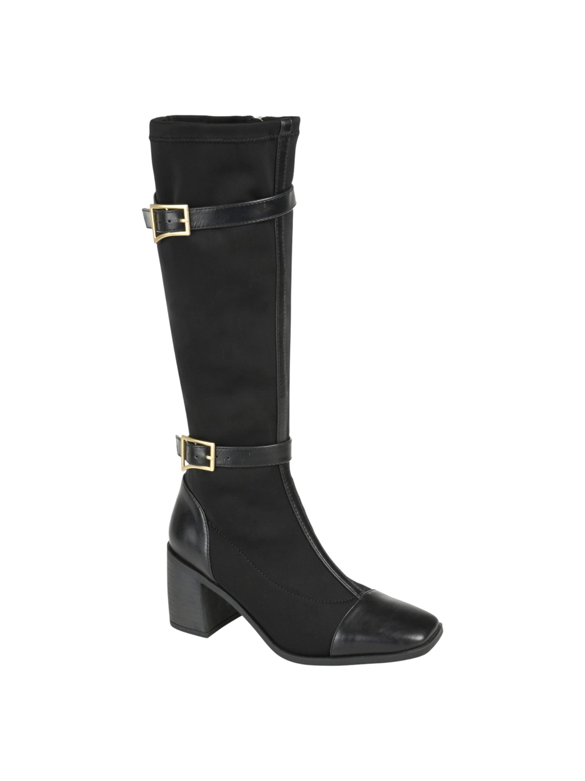 Women's Plain Knee High Heeled Boots,Black