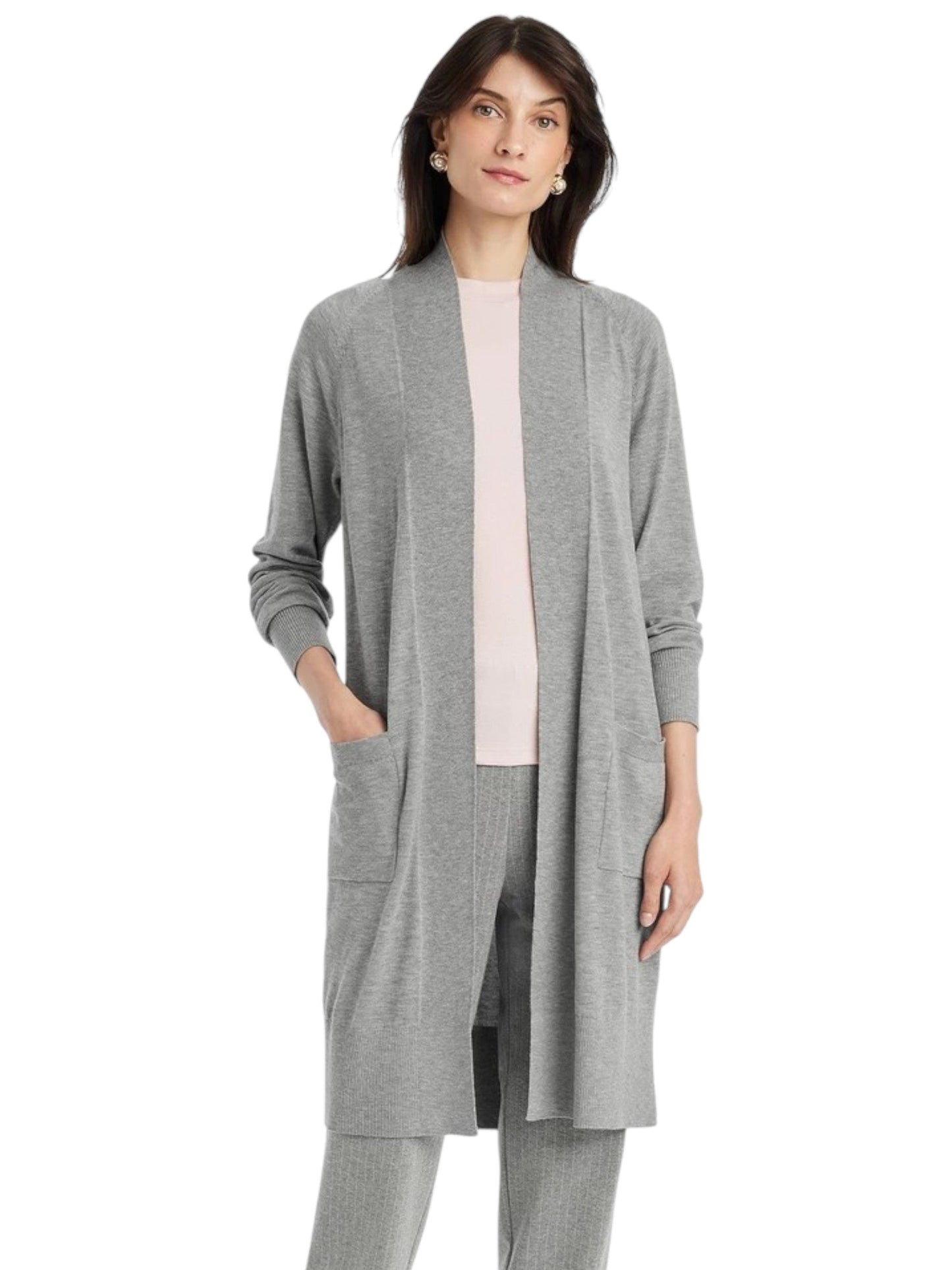 Women's Plain Solid Cardigan,Light Grey
