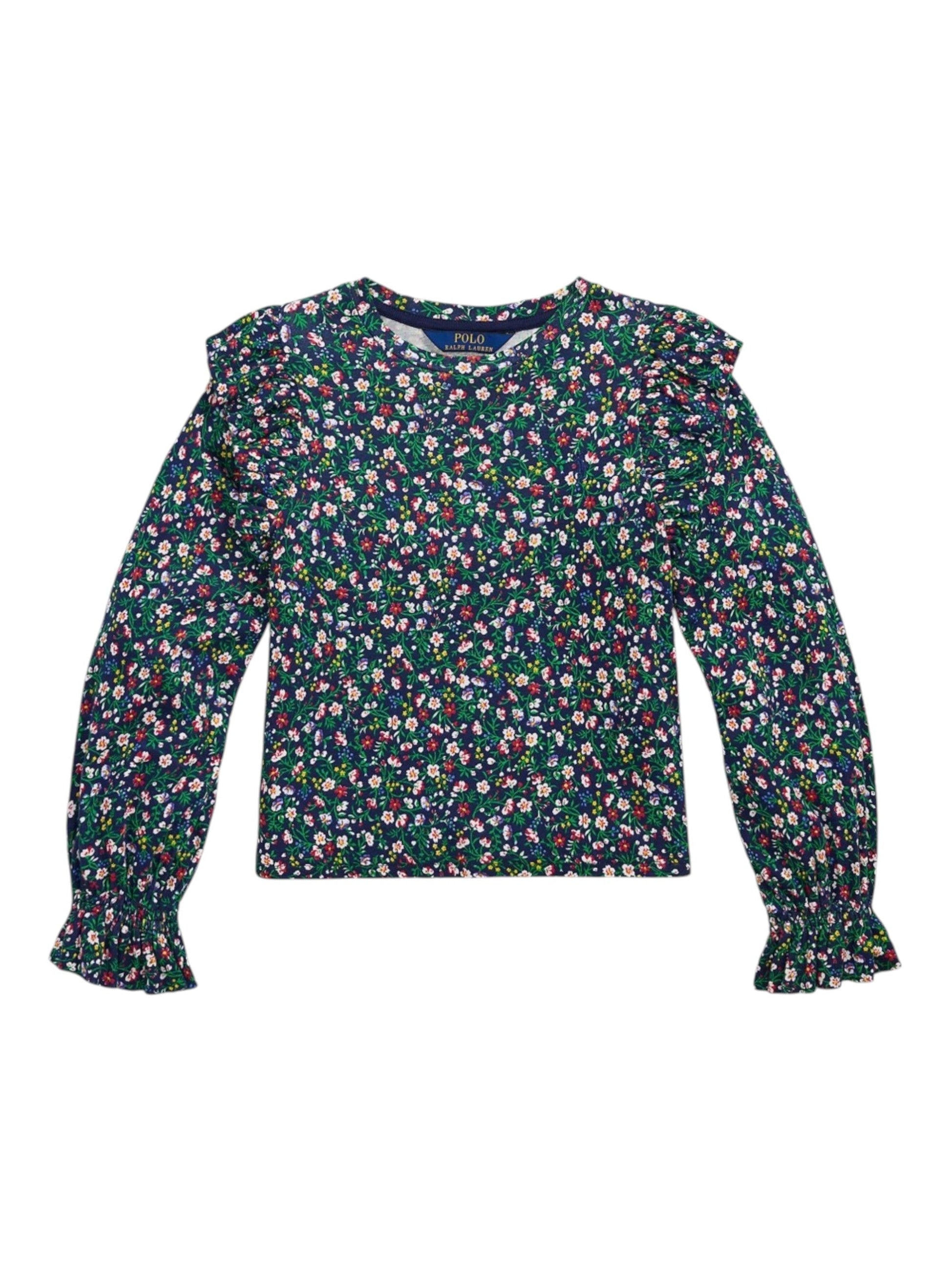 Kids Girl's Floral Printed Top,Navy