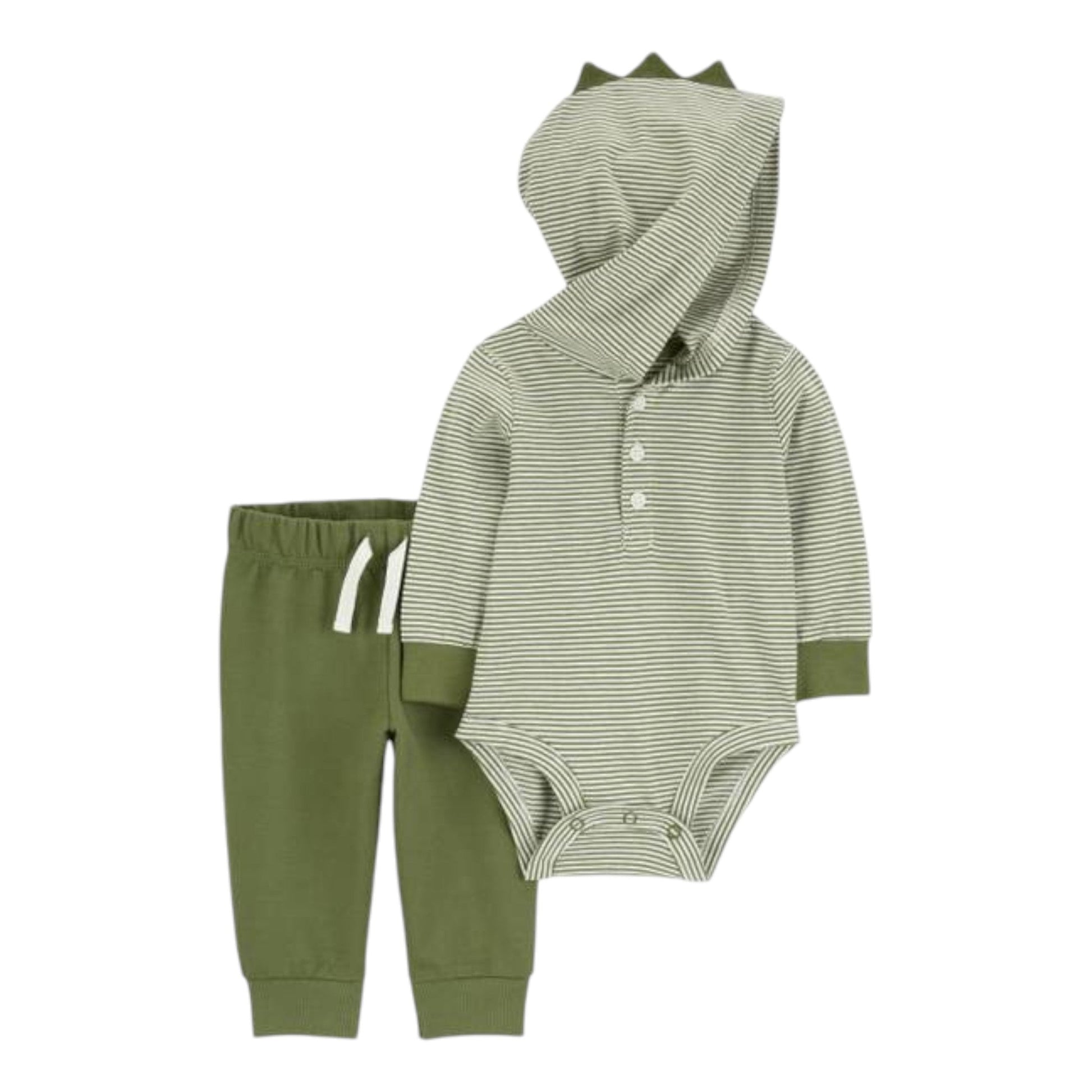 Kids Boy's Striped Pajama Set Bodysuit&Pant,Olive