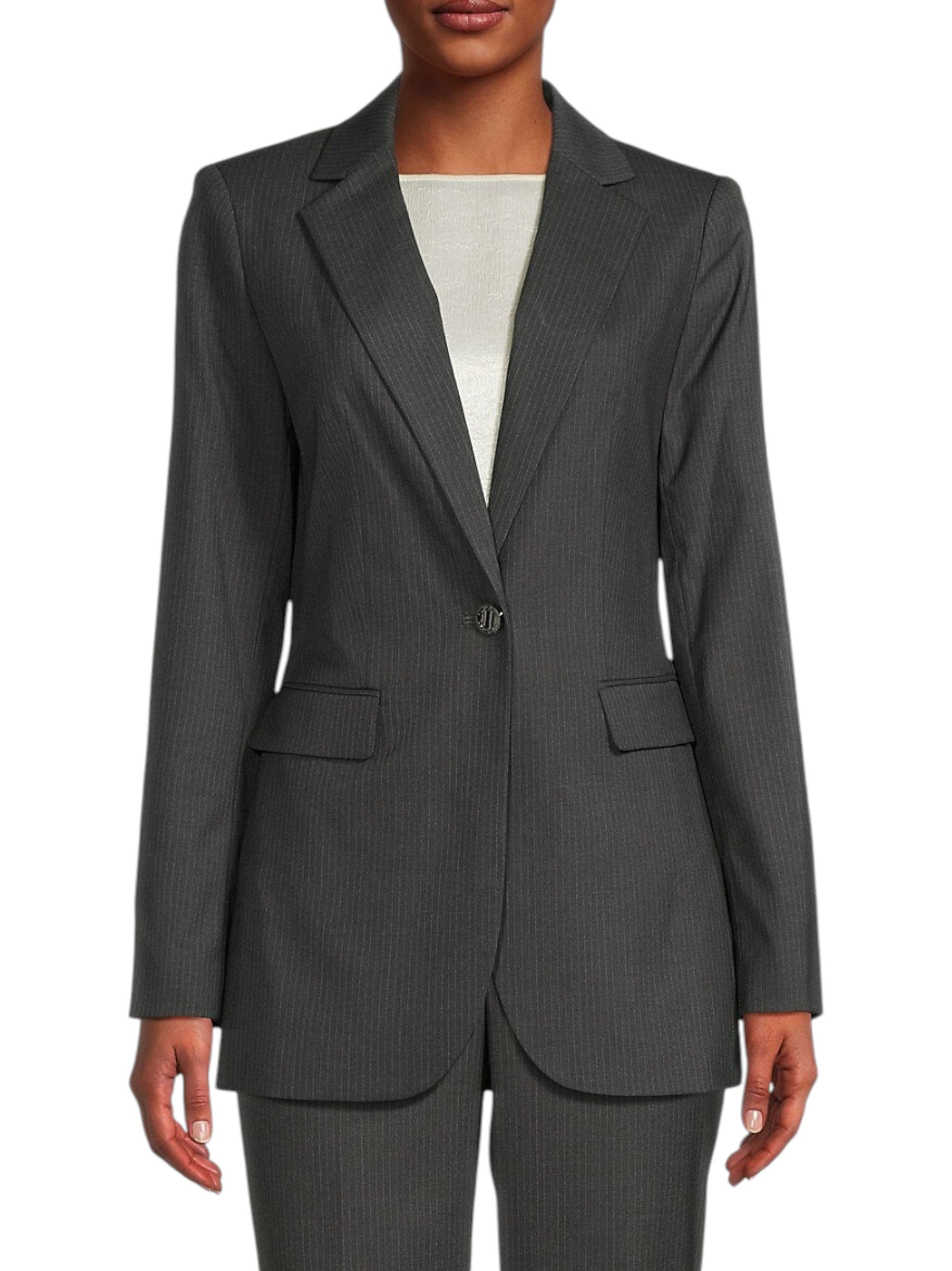 Women's Striped Blazer,Dark Grey