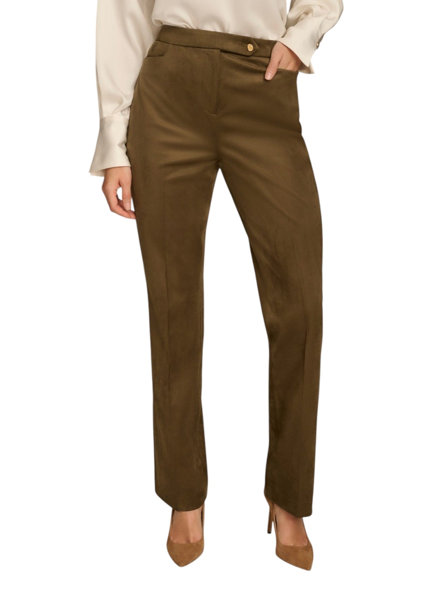 Women's Plain Velour Casual Pant,Olive