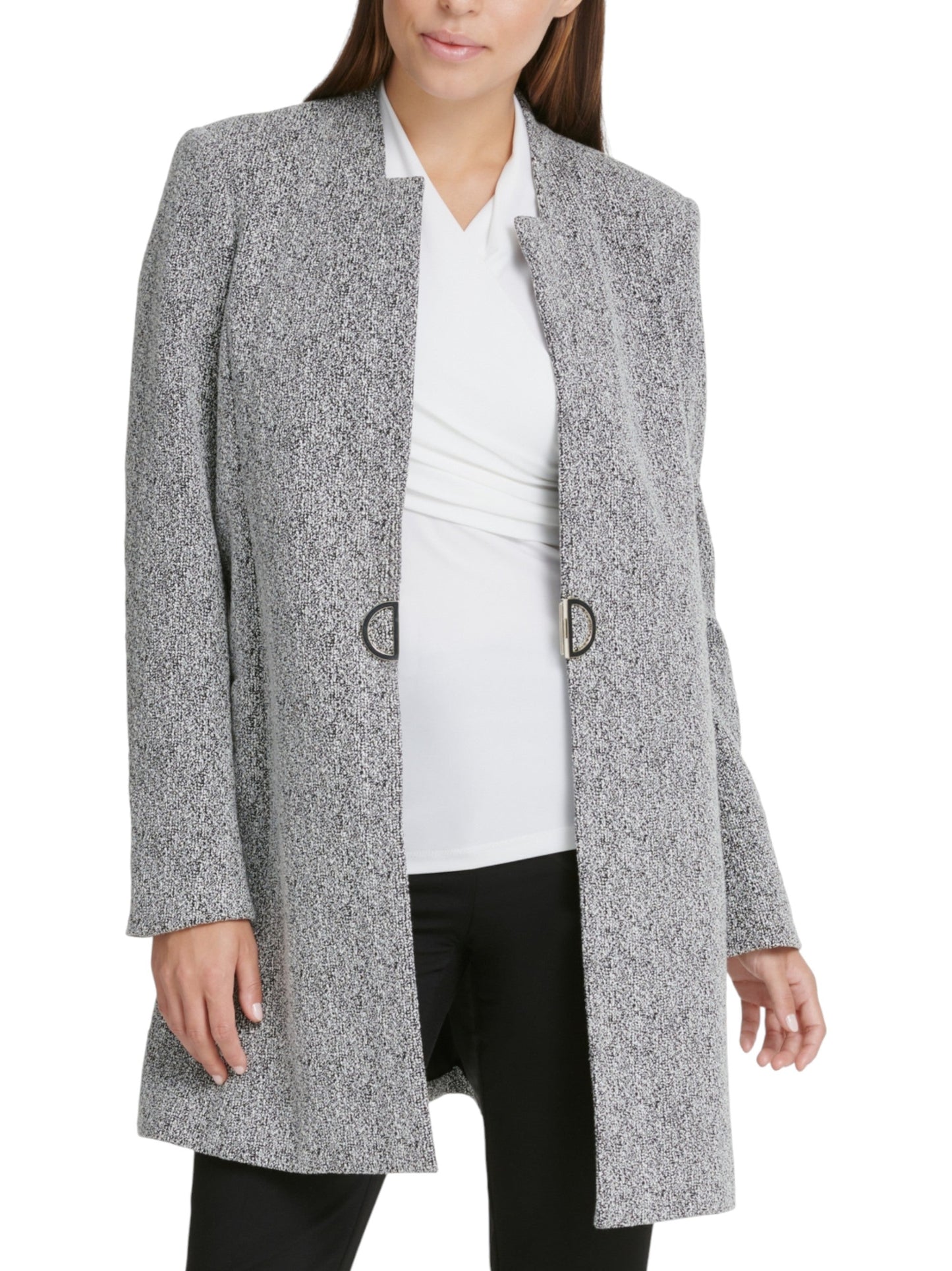 Women's Textured Blazer,Black/White
