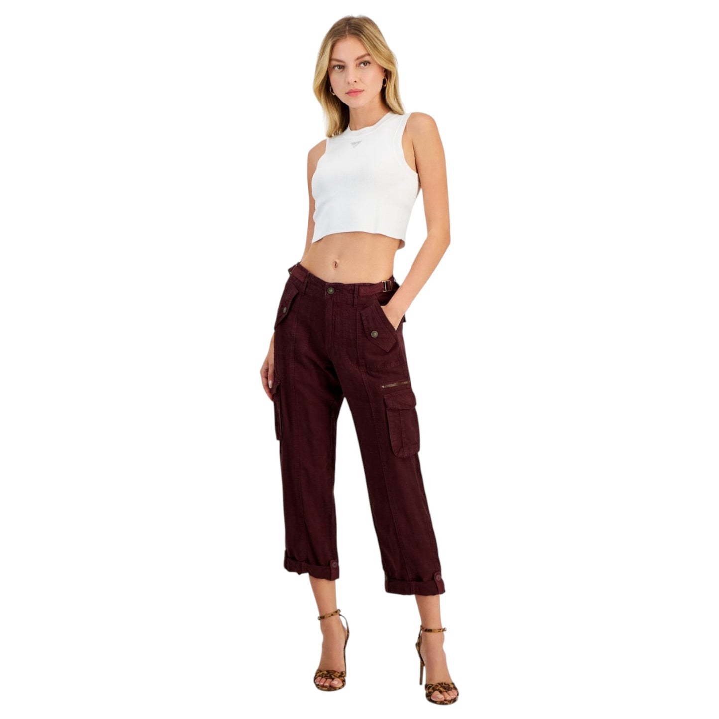 Women's Plain Casual Pant,Burgundy