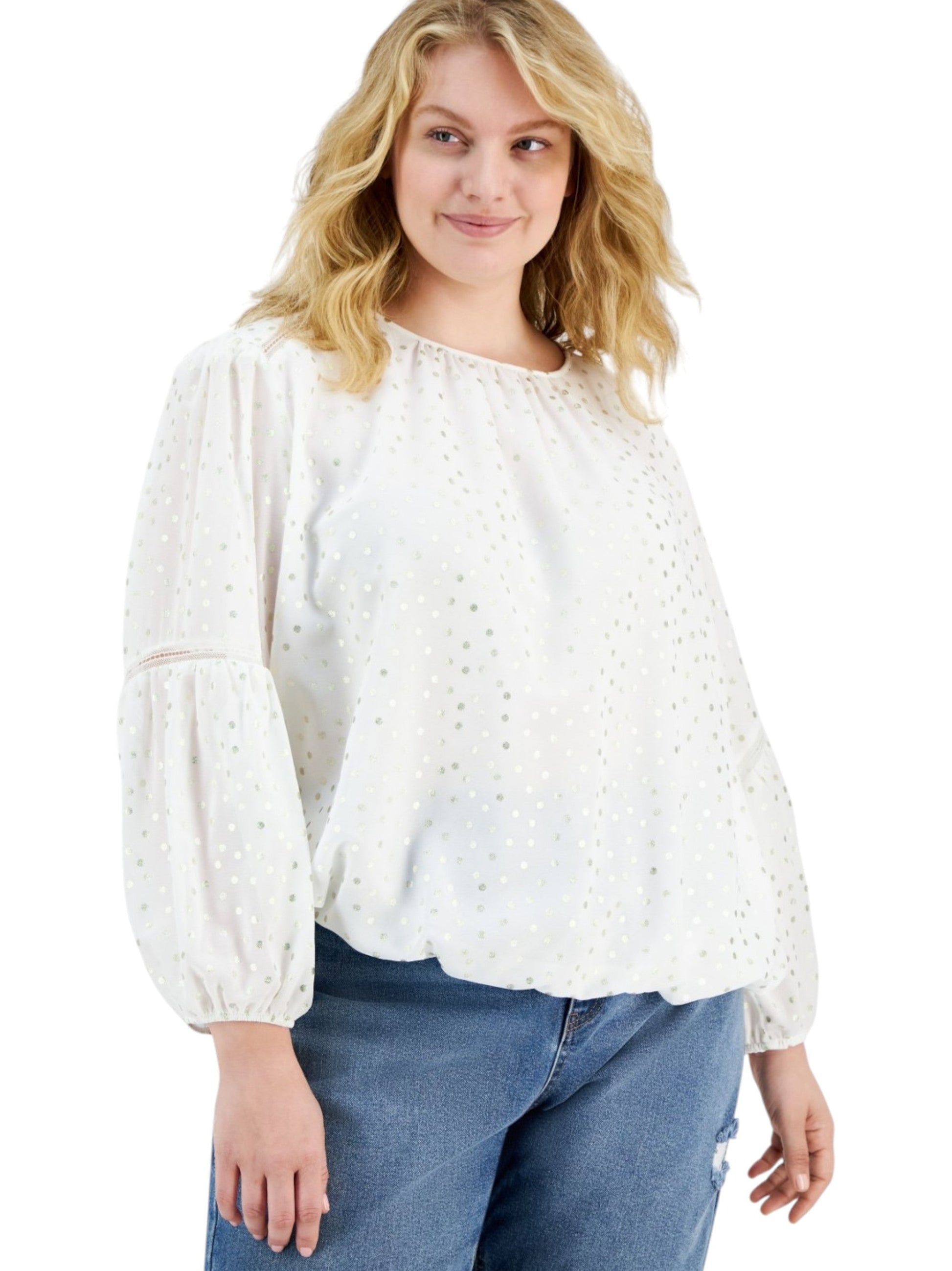 Women's Dotted Top,White