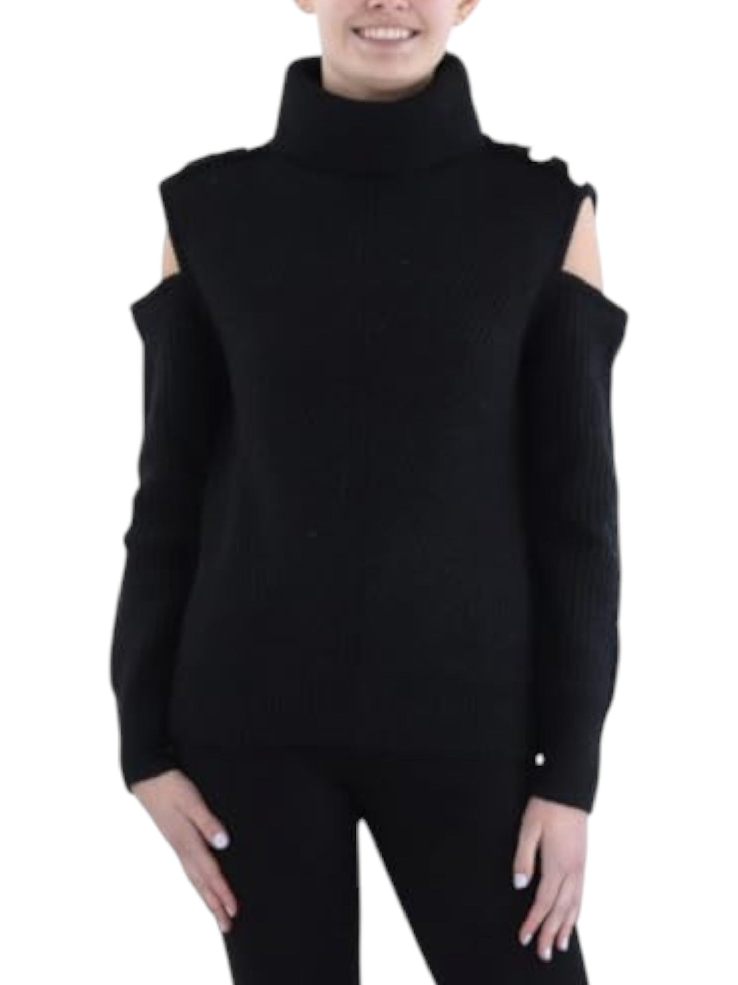 Women's Knitted Cold Shoulder Sweaters,Black