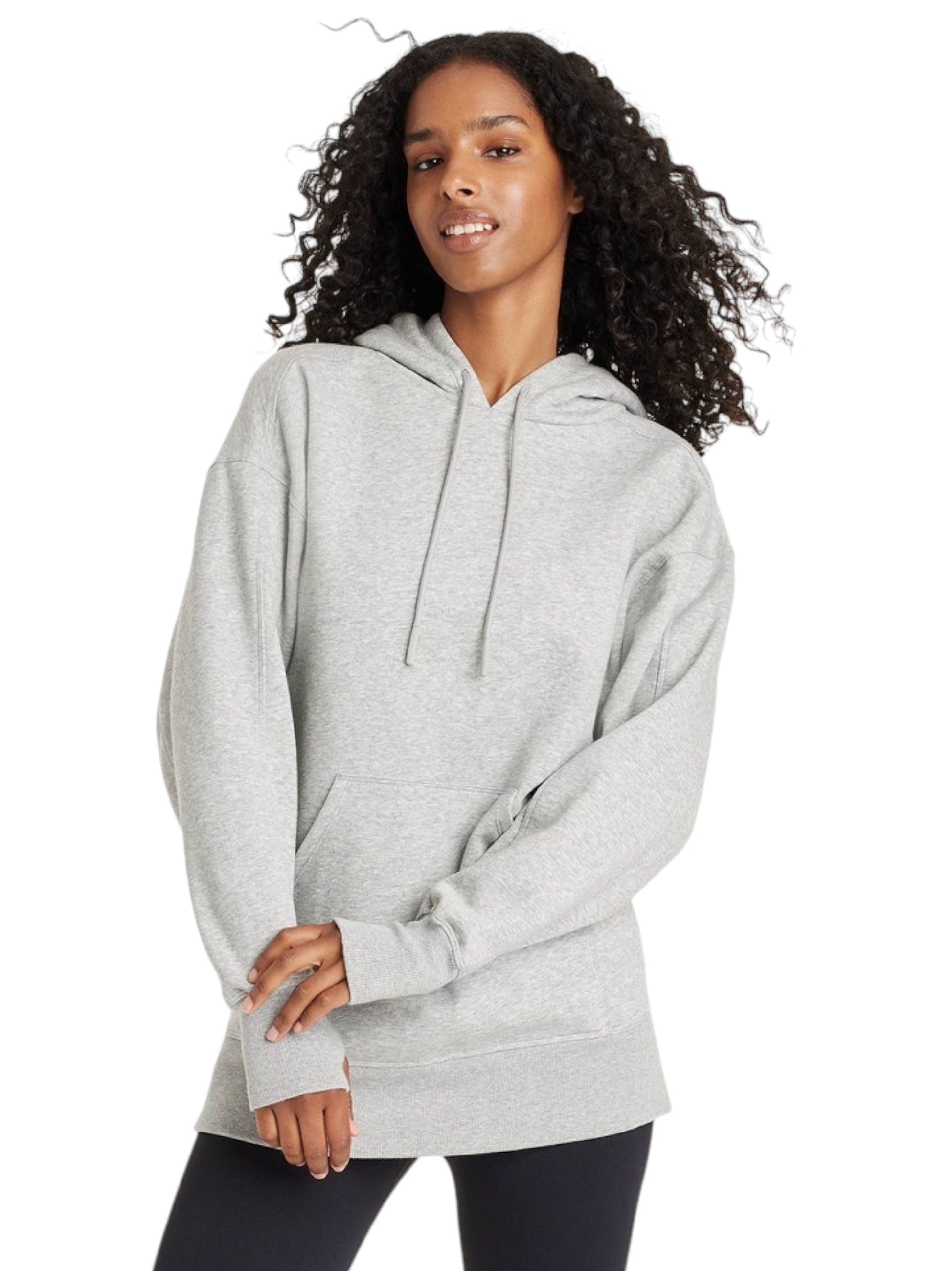 Women's Plain Solid Hoodie,Light Grey