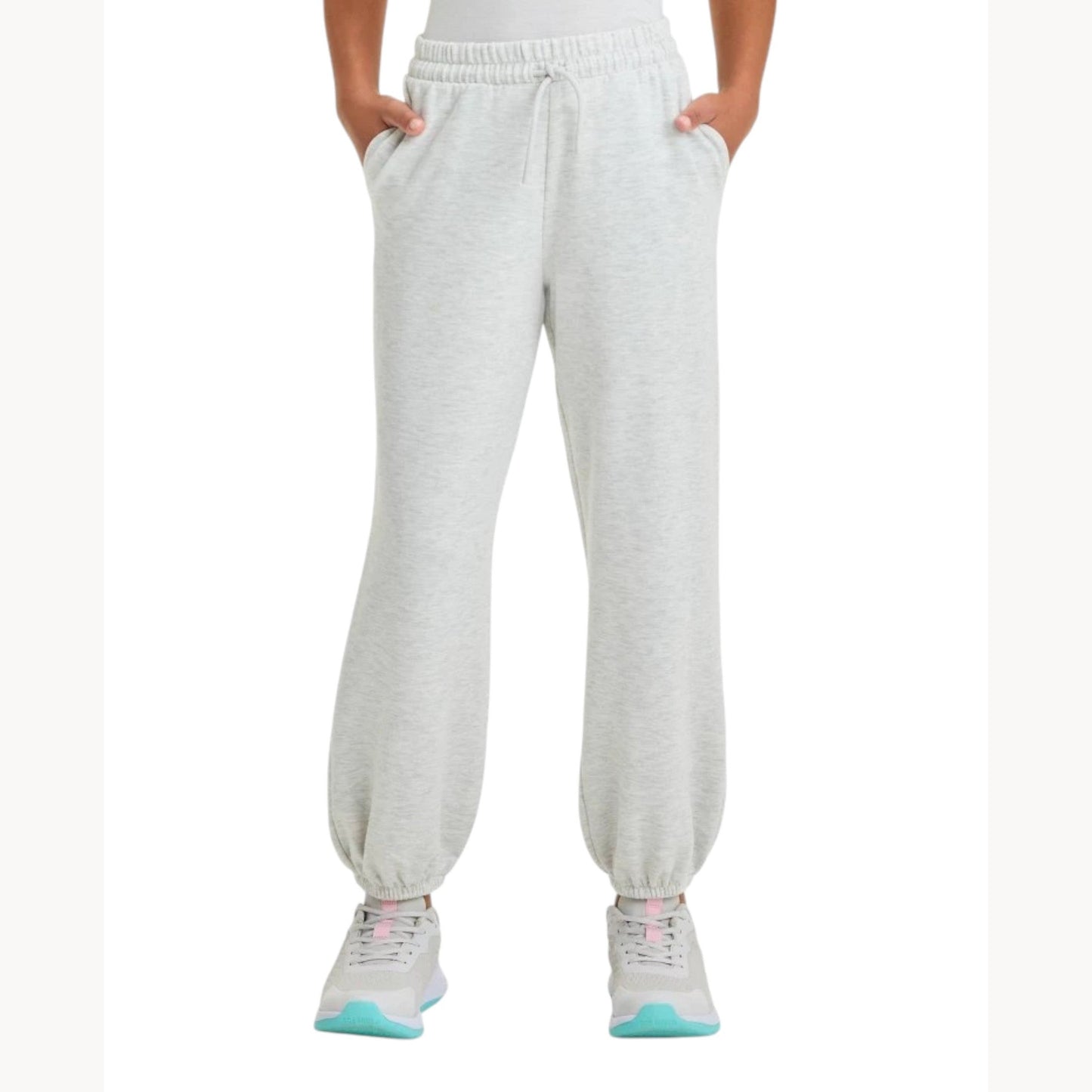 Kids Gril's Plain Solid Pant,Light Grey