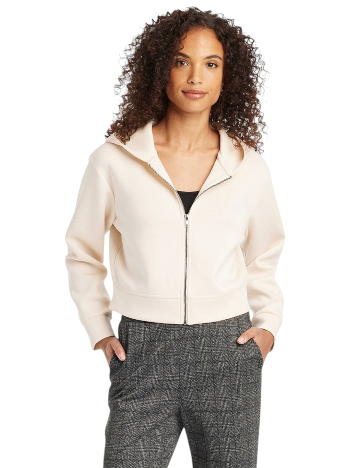 Women's Plain Solid Jacket,Light Beige
