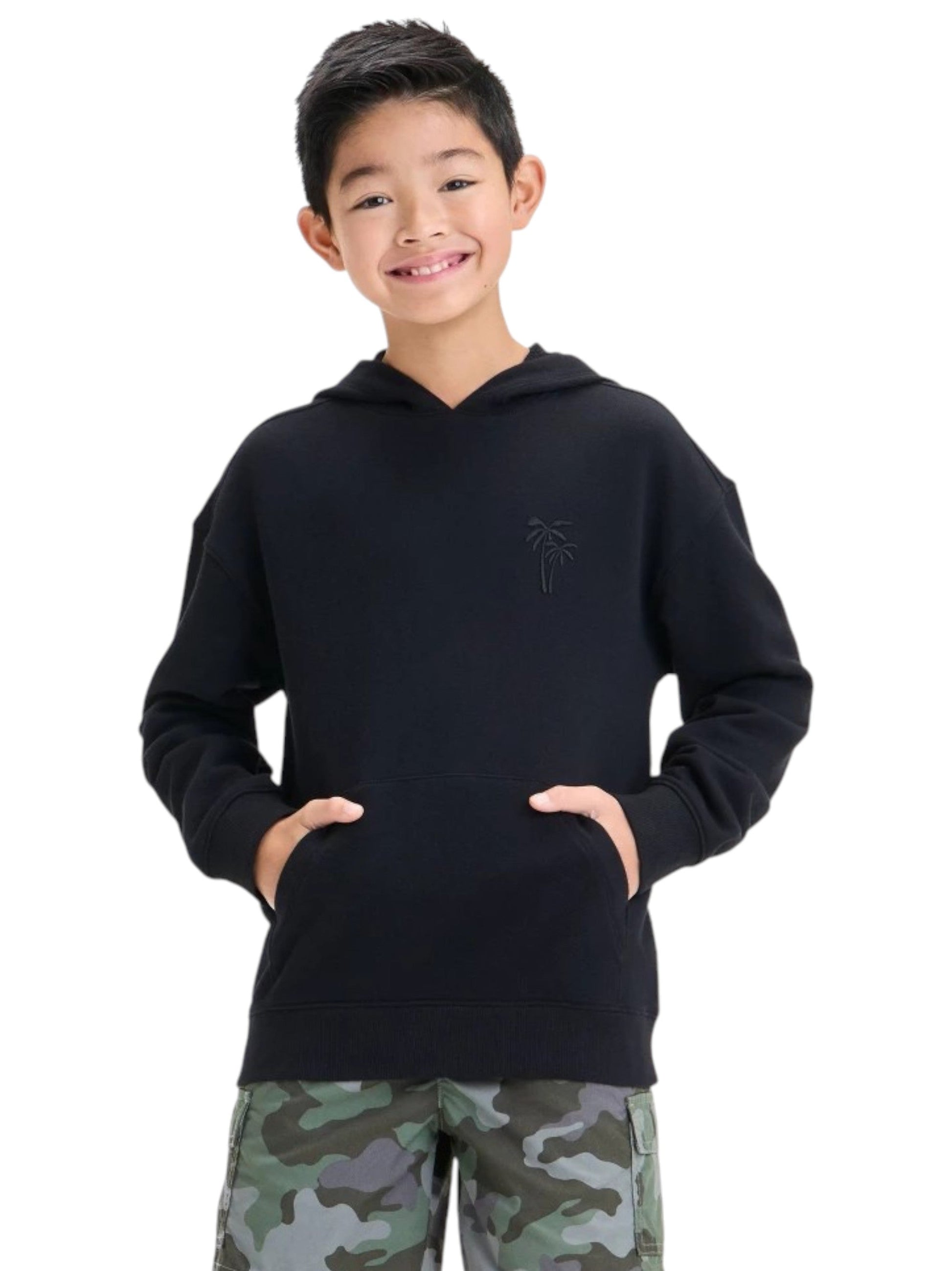 Kids Boy's Plain Solid Hoodie,Black