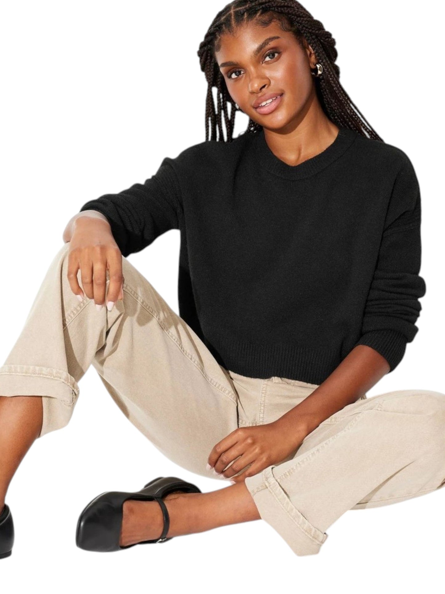 Women's Plain Solid Sweaters,Black