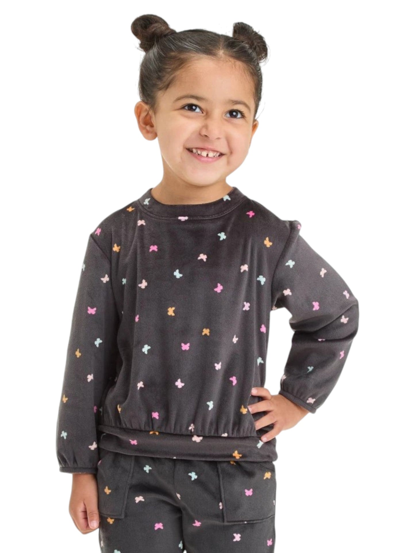 Kids Gril's Printed Sleepwear Top,Dark Grey