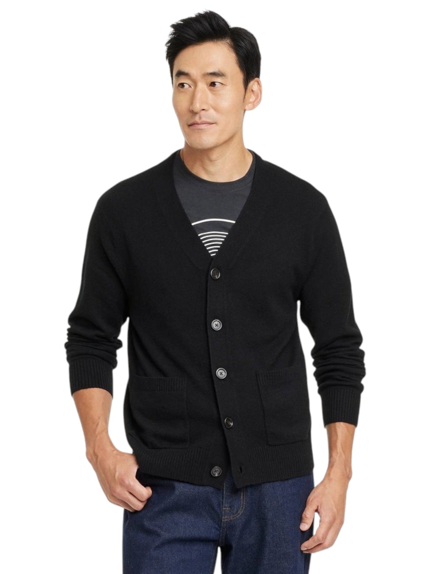 Men's Plain Cardigan,Black