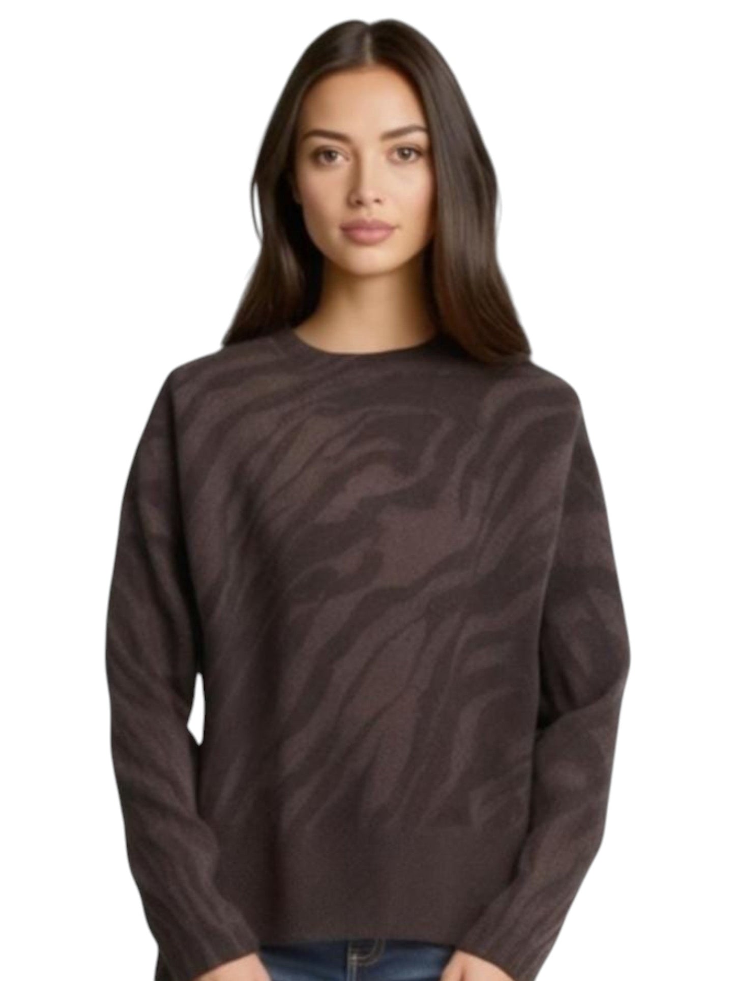 Women's Printed Sweaters,Brown/Black