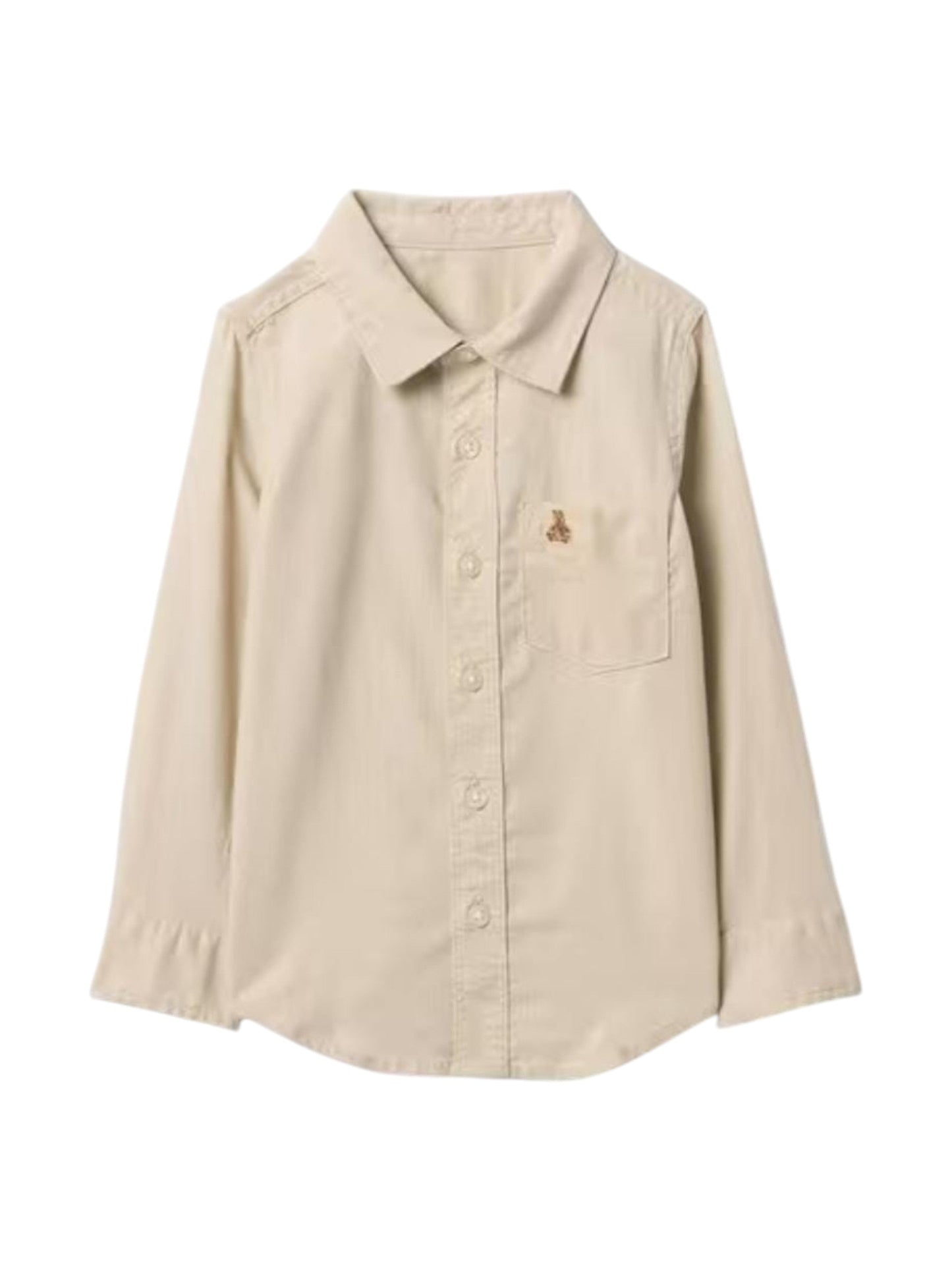 Kids Boy's Plain Solid Chemise,Beige