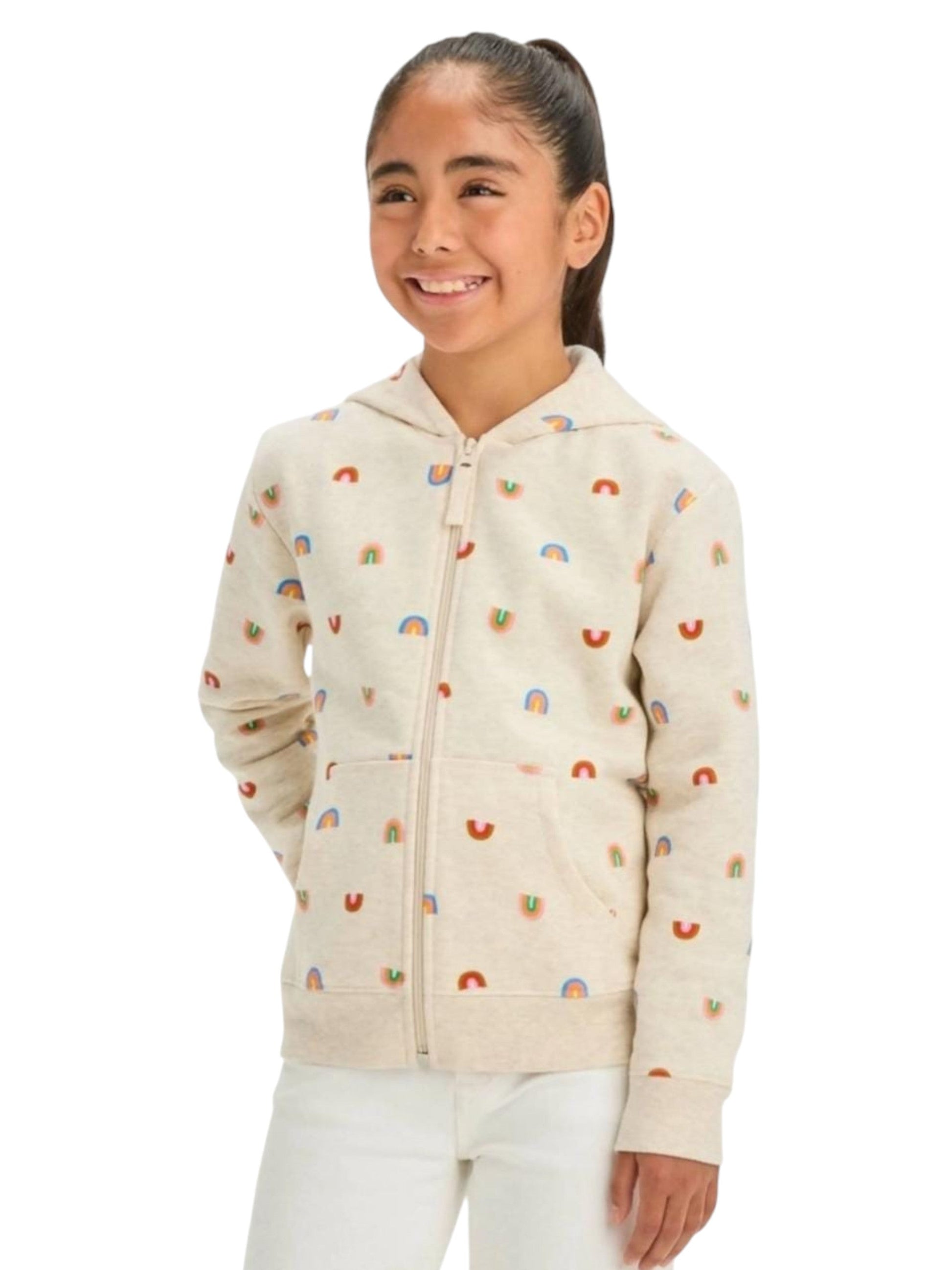 Kids Girl's Printed Hoodie,Light Grey