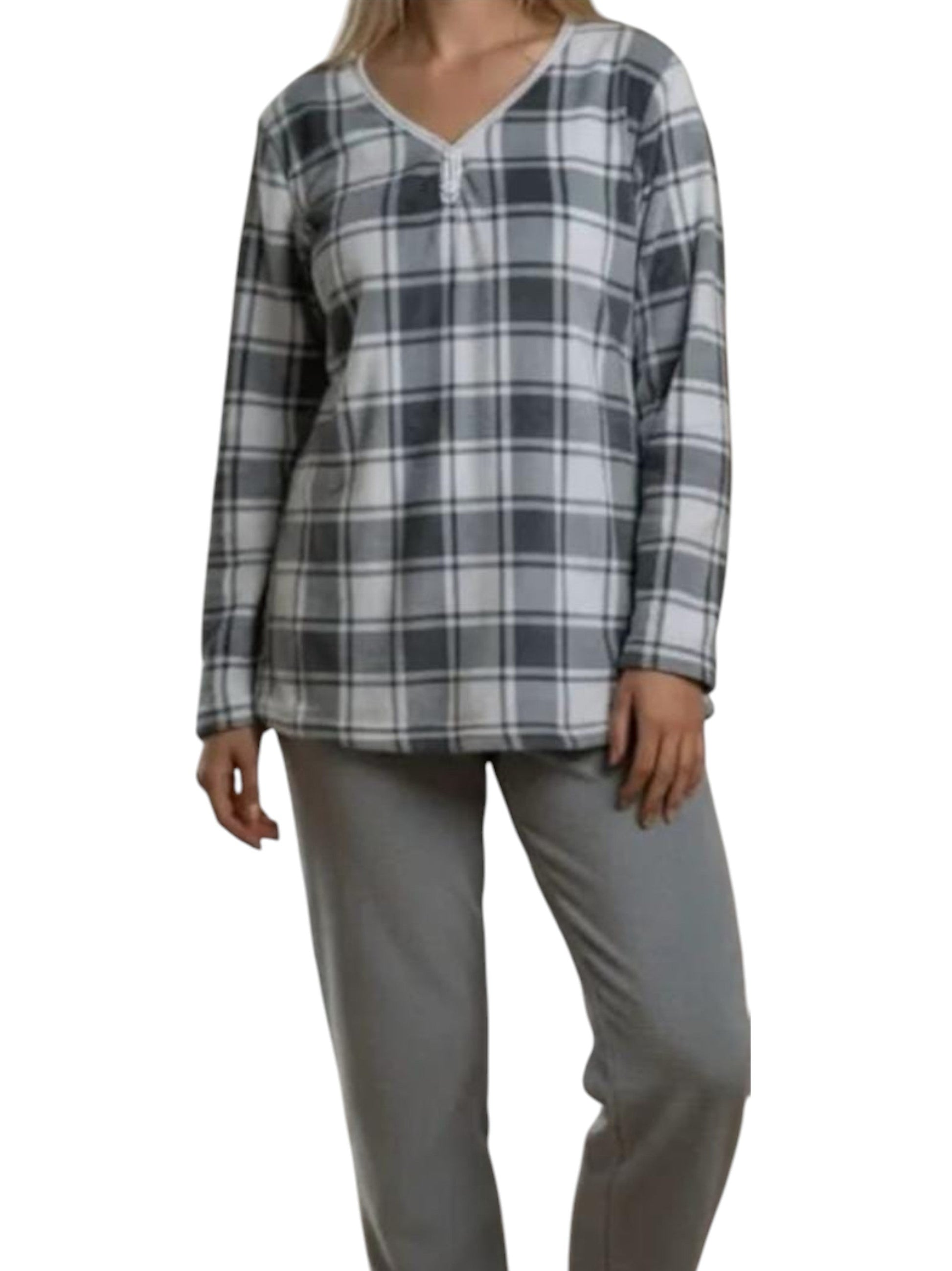 Women's Plaid Pajama Set,Light Green/White