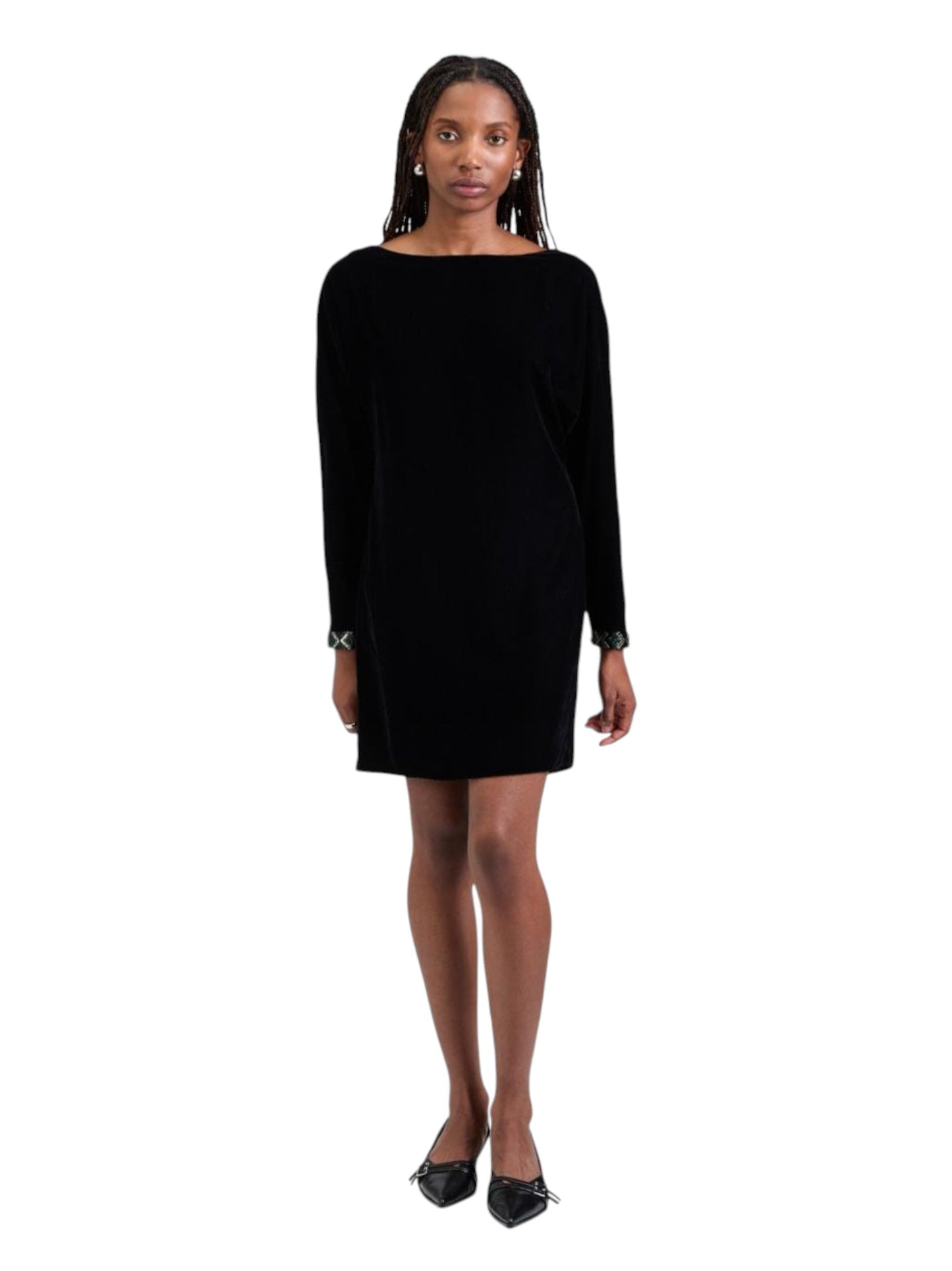 Women's Plain Velvet Dress,Black
