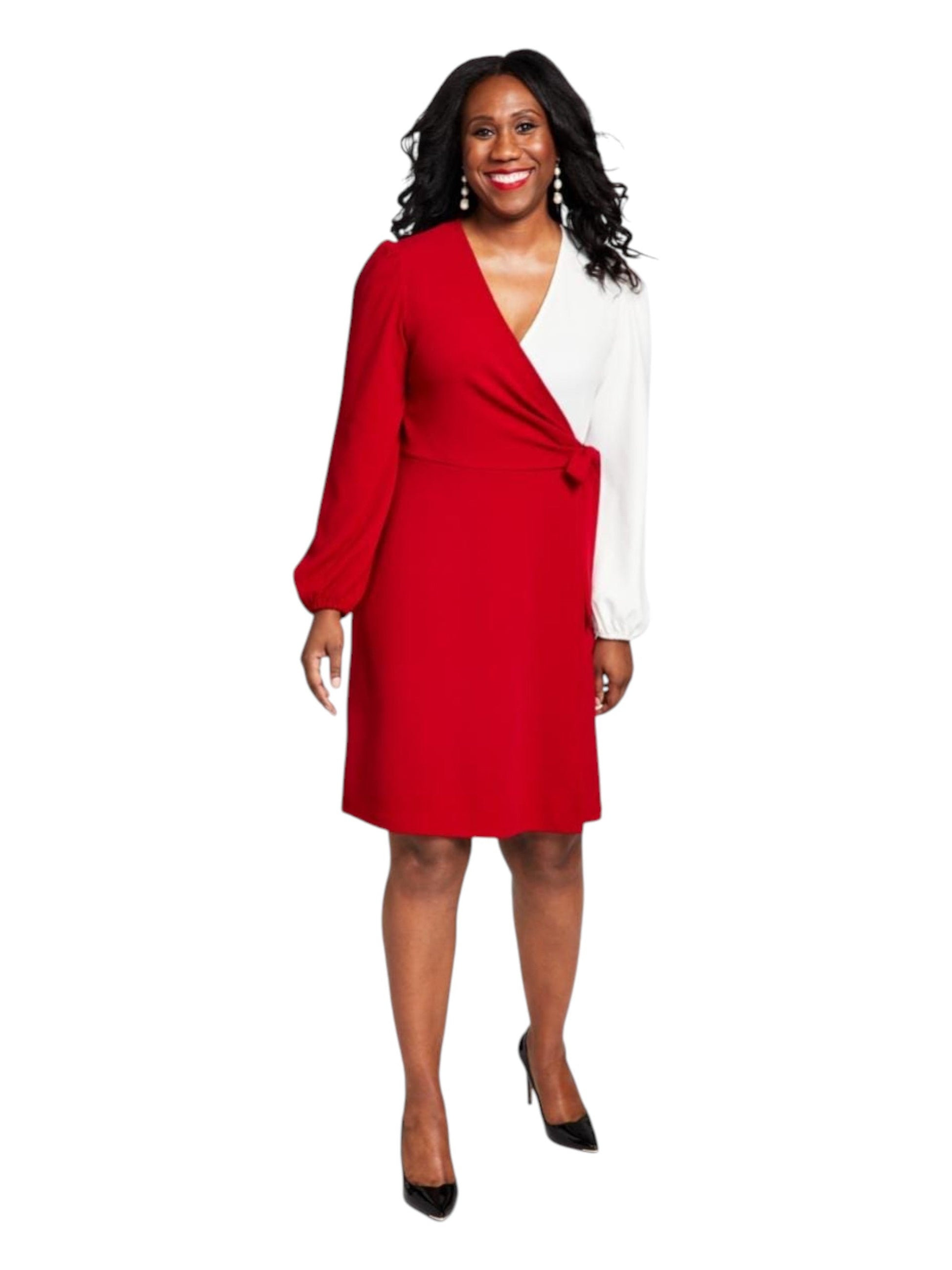 Women's Textured Dress,Red/White