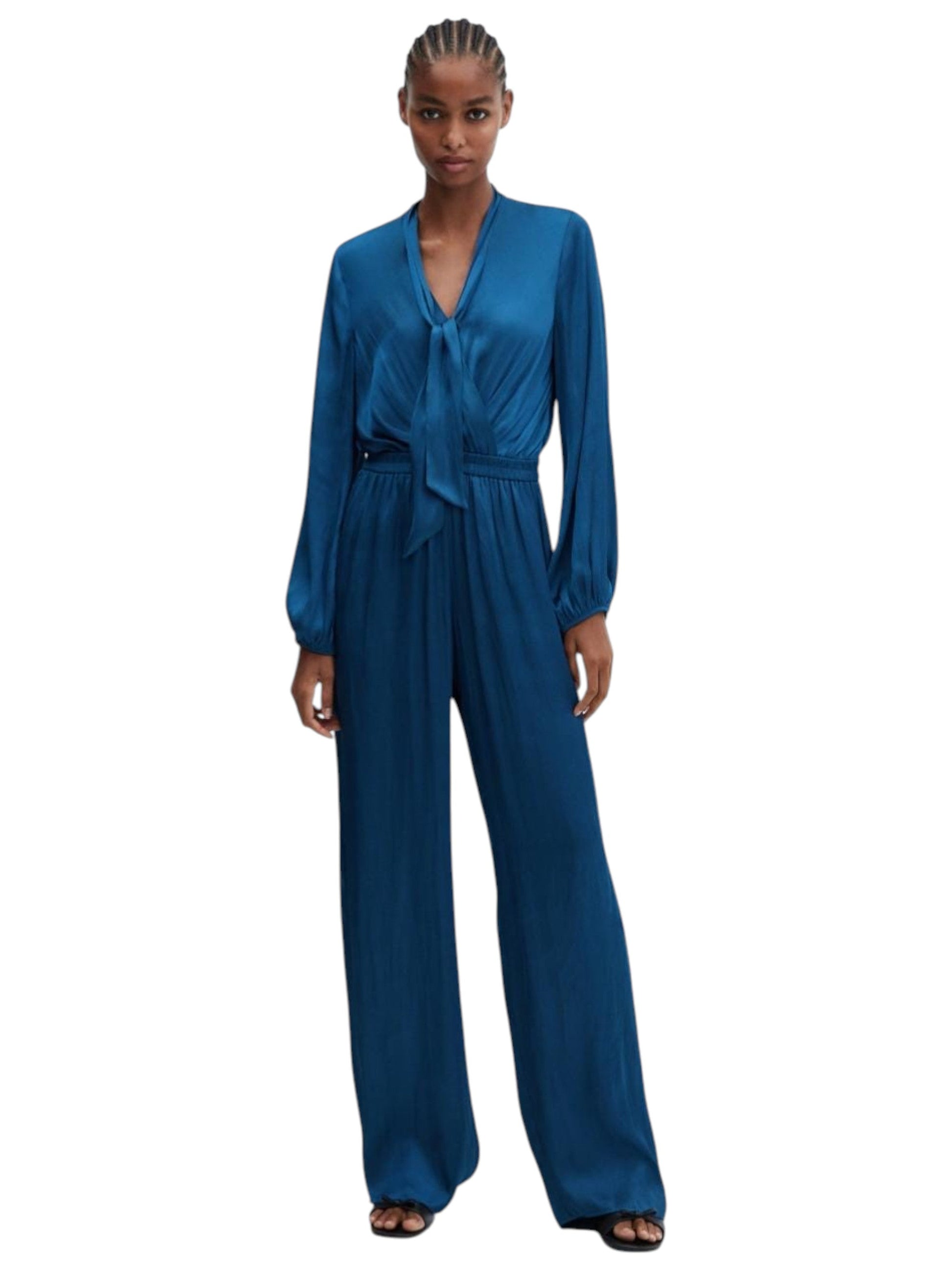 Women's Plain Satin Jumpsuit,Dark Turquoise