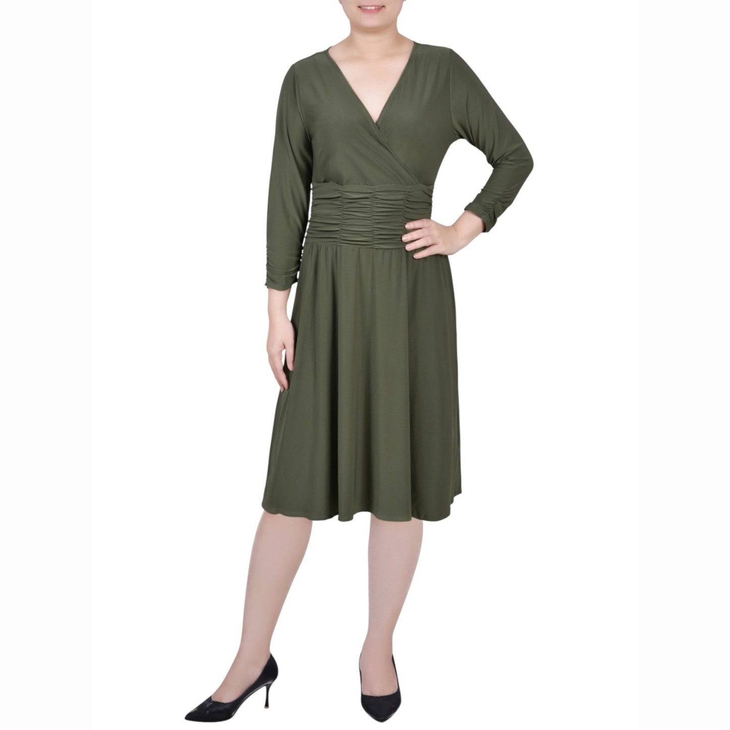 Women's Plain Solid Dress,Olive
