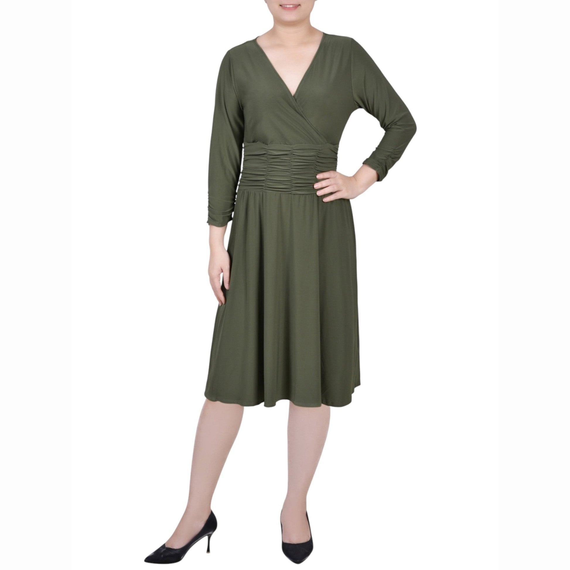 Women's Plain Solid Dress,Olive