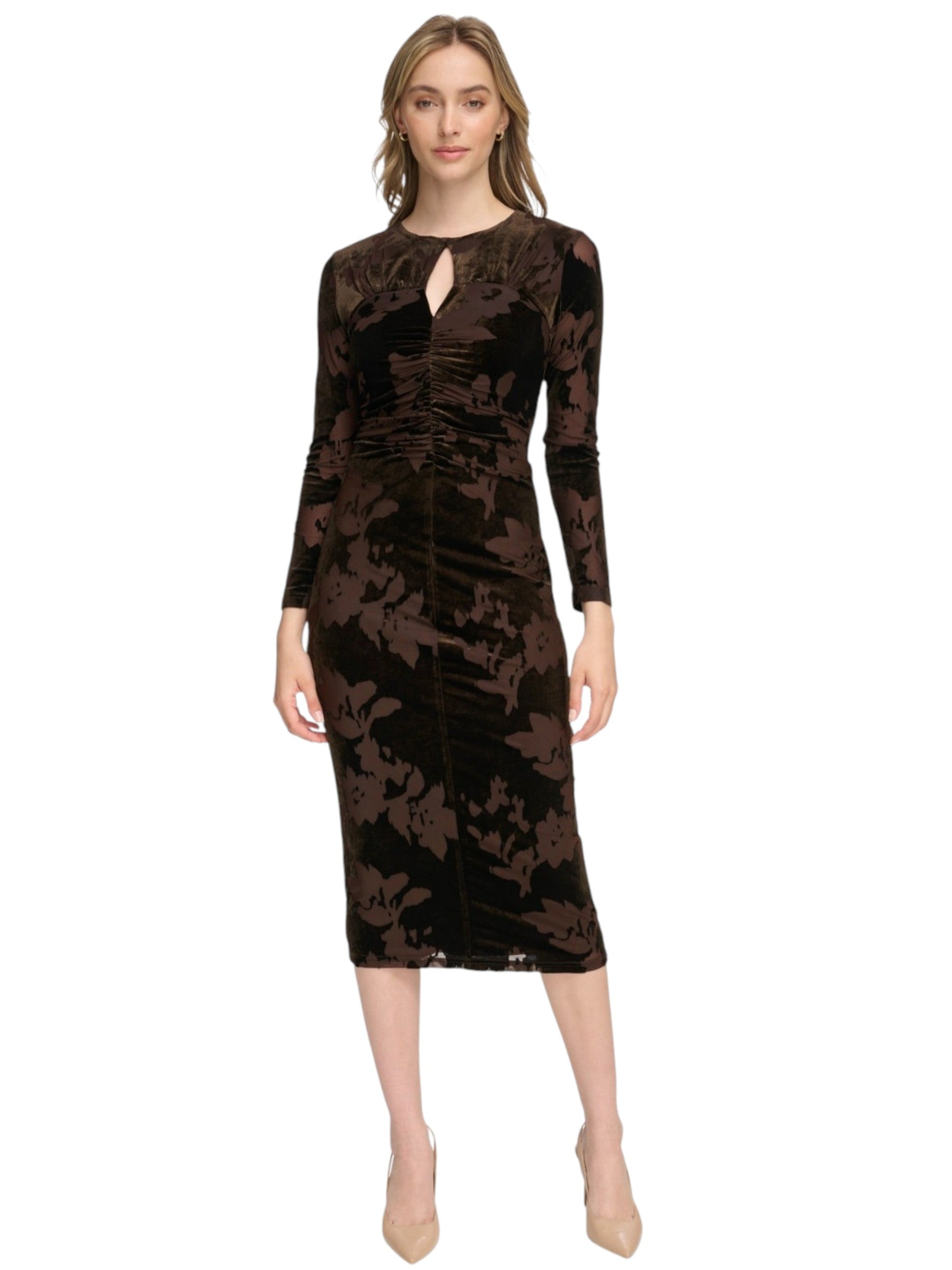 Women's Velvet Dress,Brown