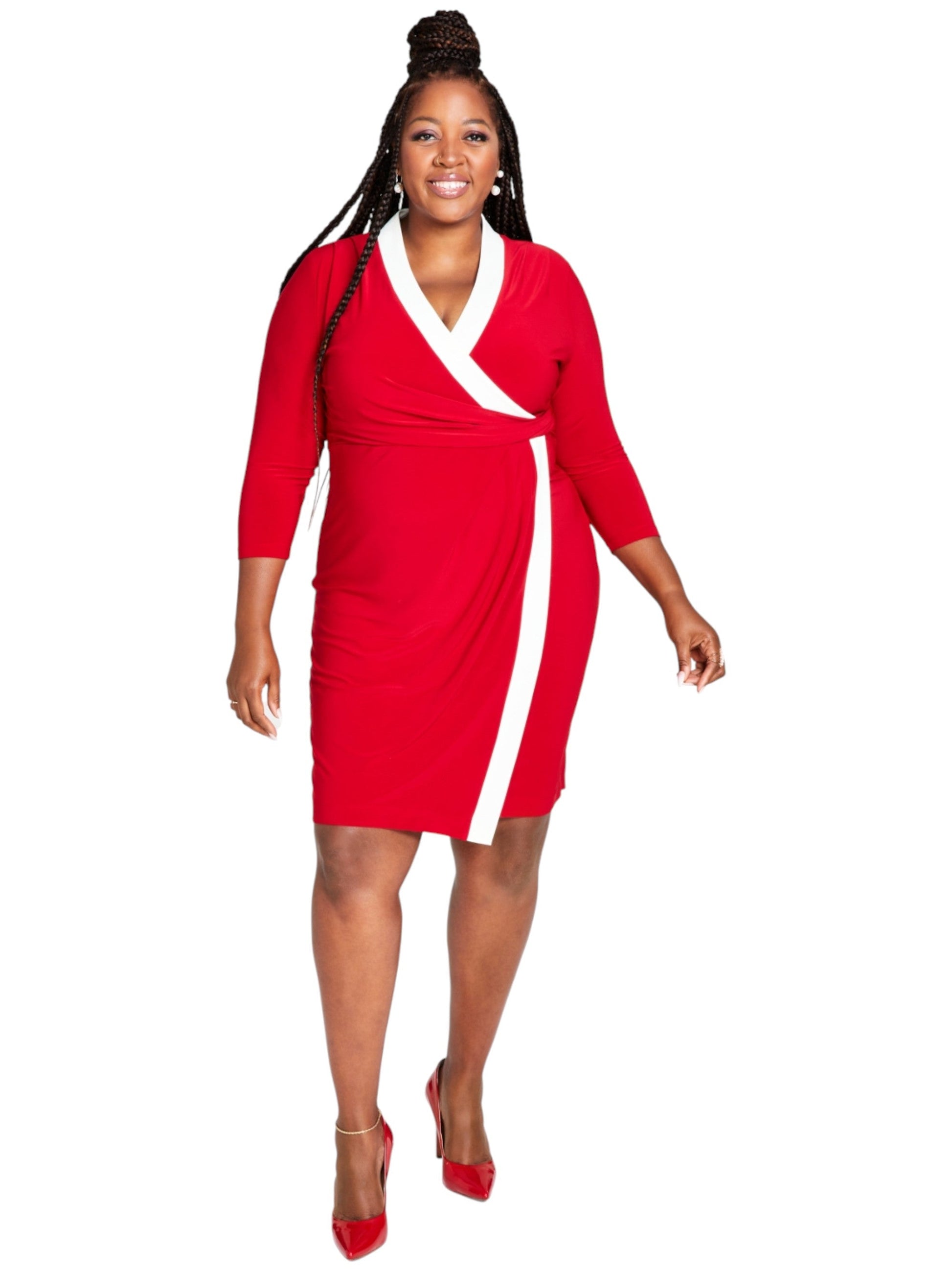 Women's Colorblocked Dress,Red