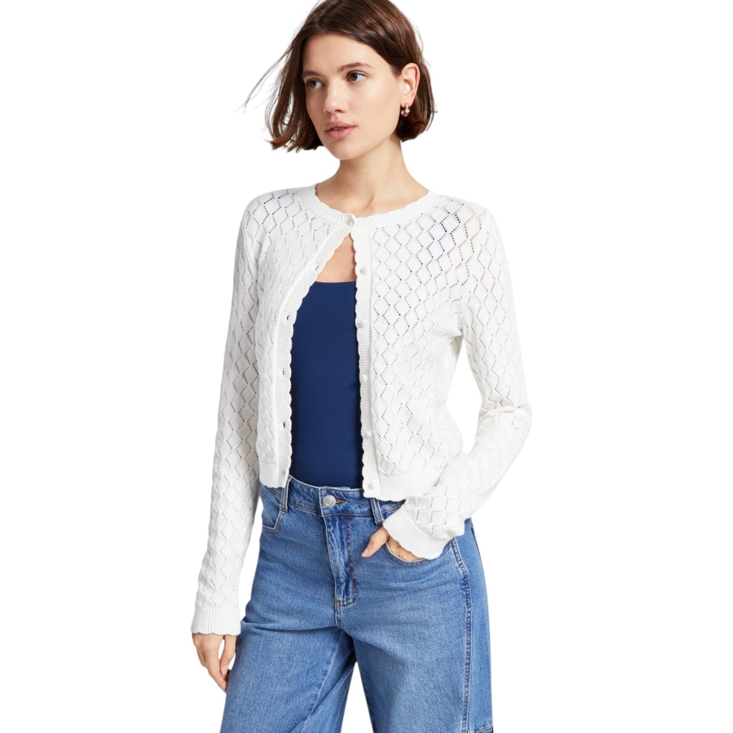 Women's Knitted Cardigan,White