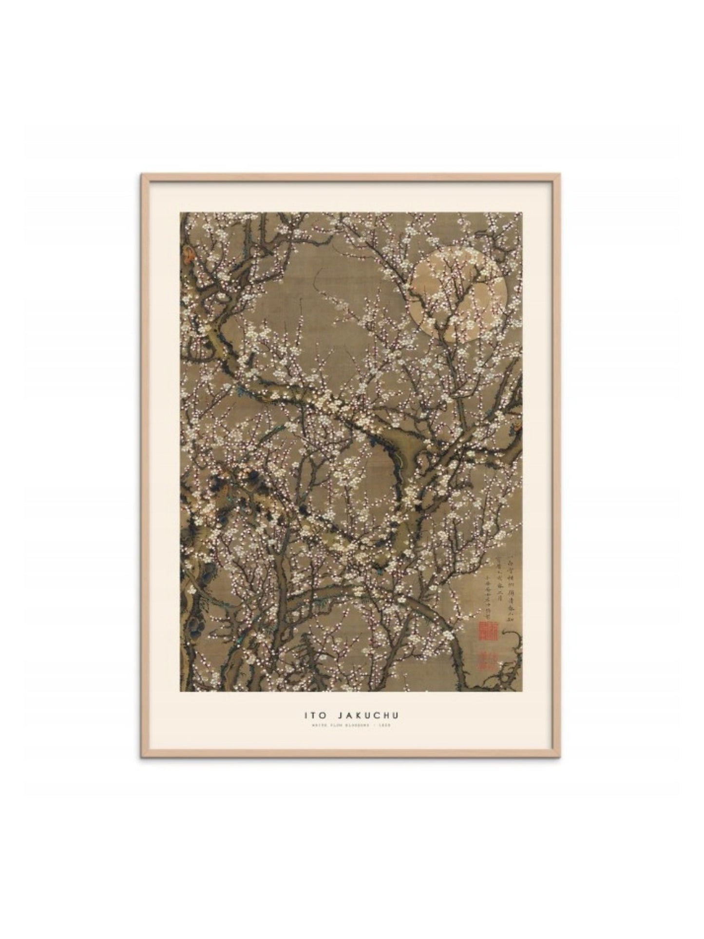 White Plum Blossoms and Moon Poster