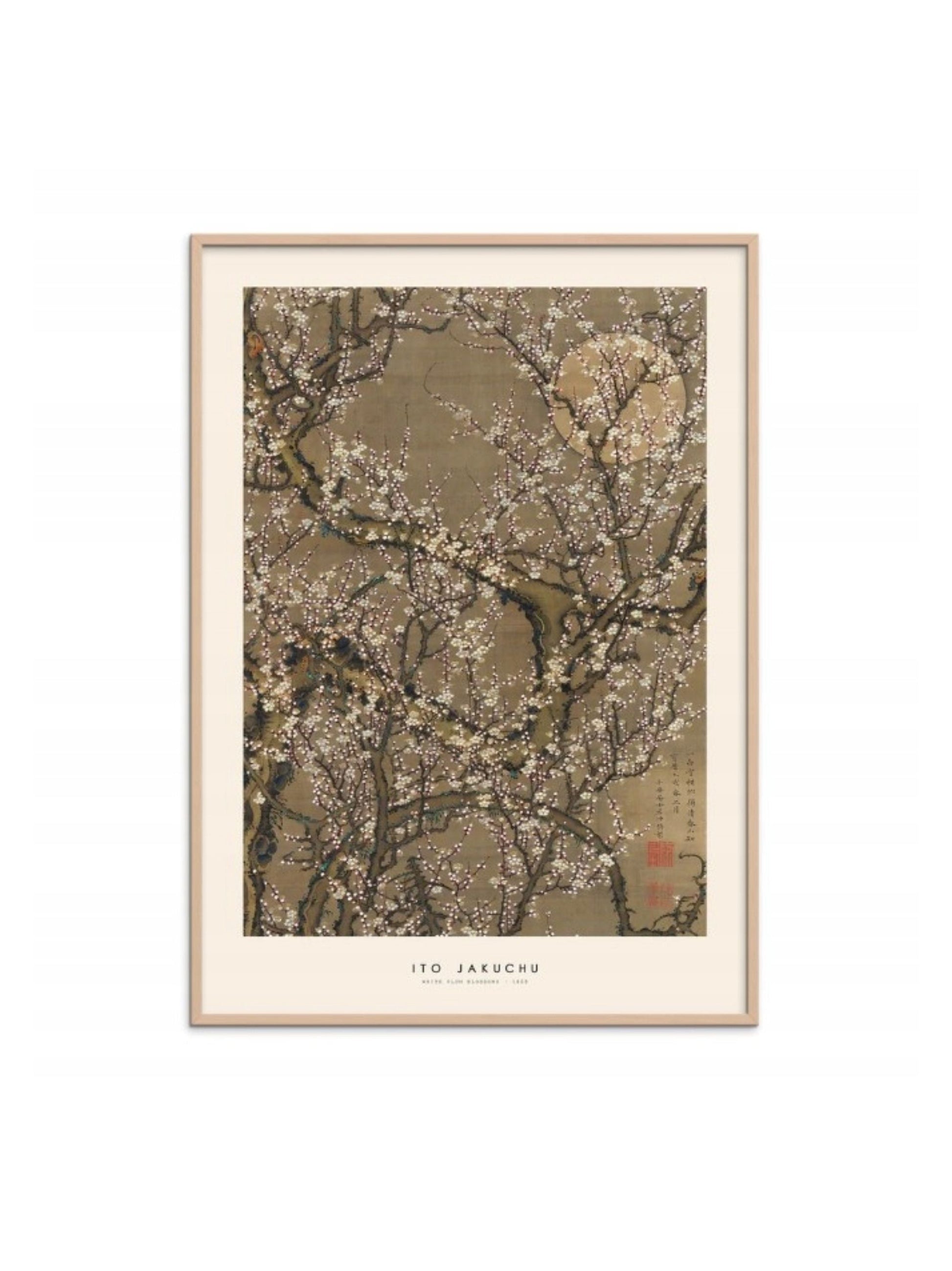 White Plum Blossoms and Moon Poster