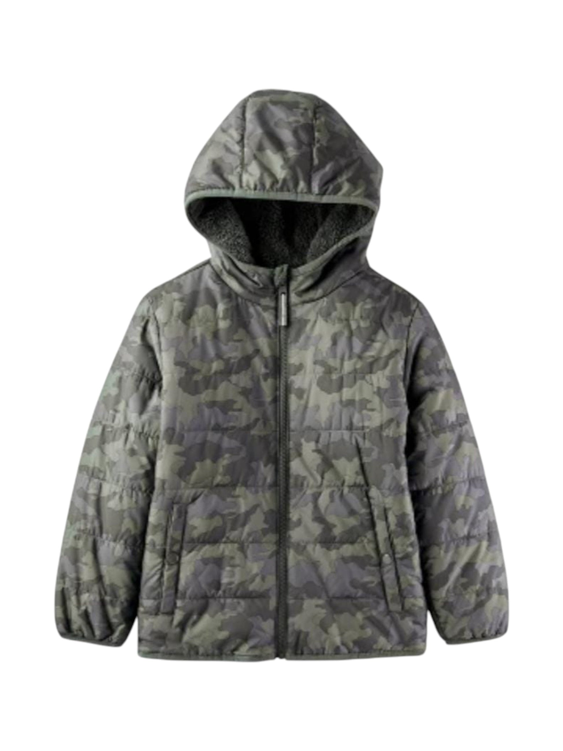 Kids Boy's Quilted Lined Jacket,Olive
