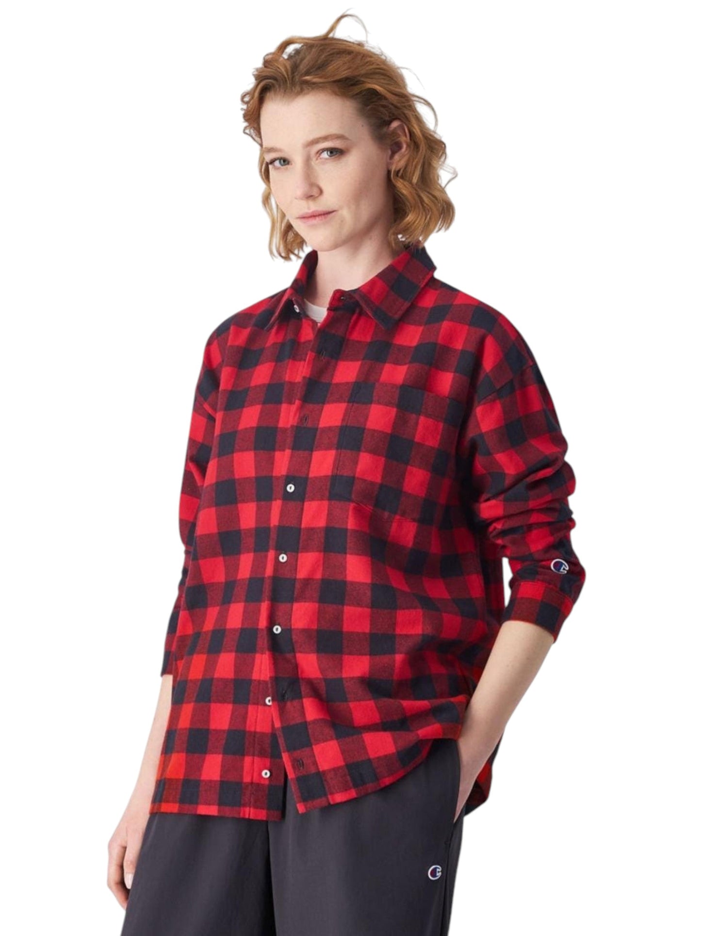 Women's Plaid Chemise,Red
