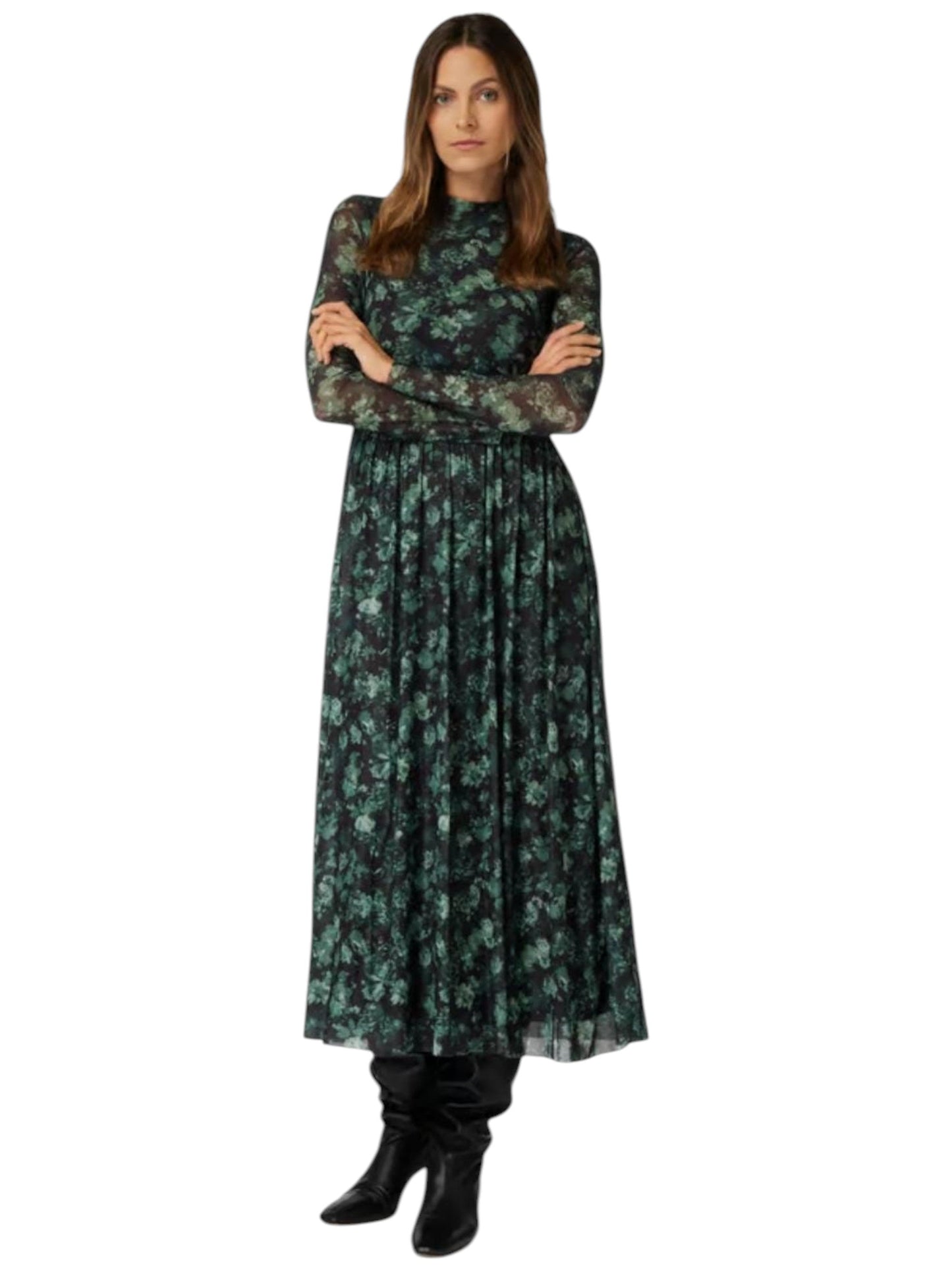 Women's Floral Printed Dress,Black