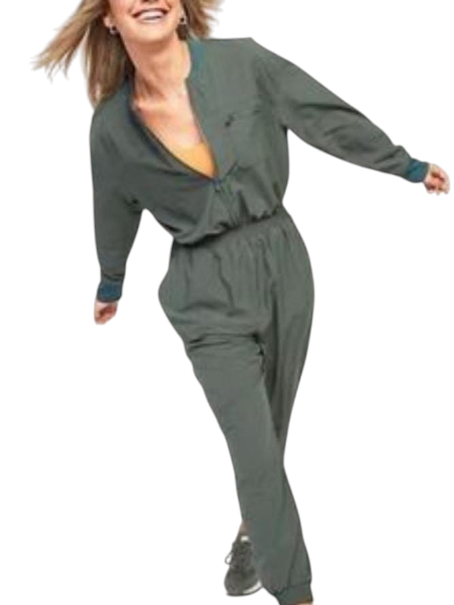 Women's Plain Jumpsuit,Olive