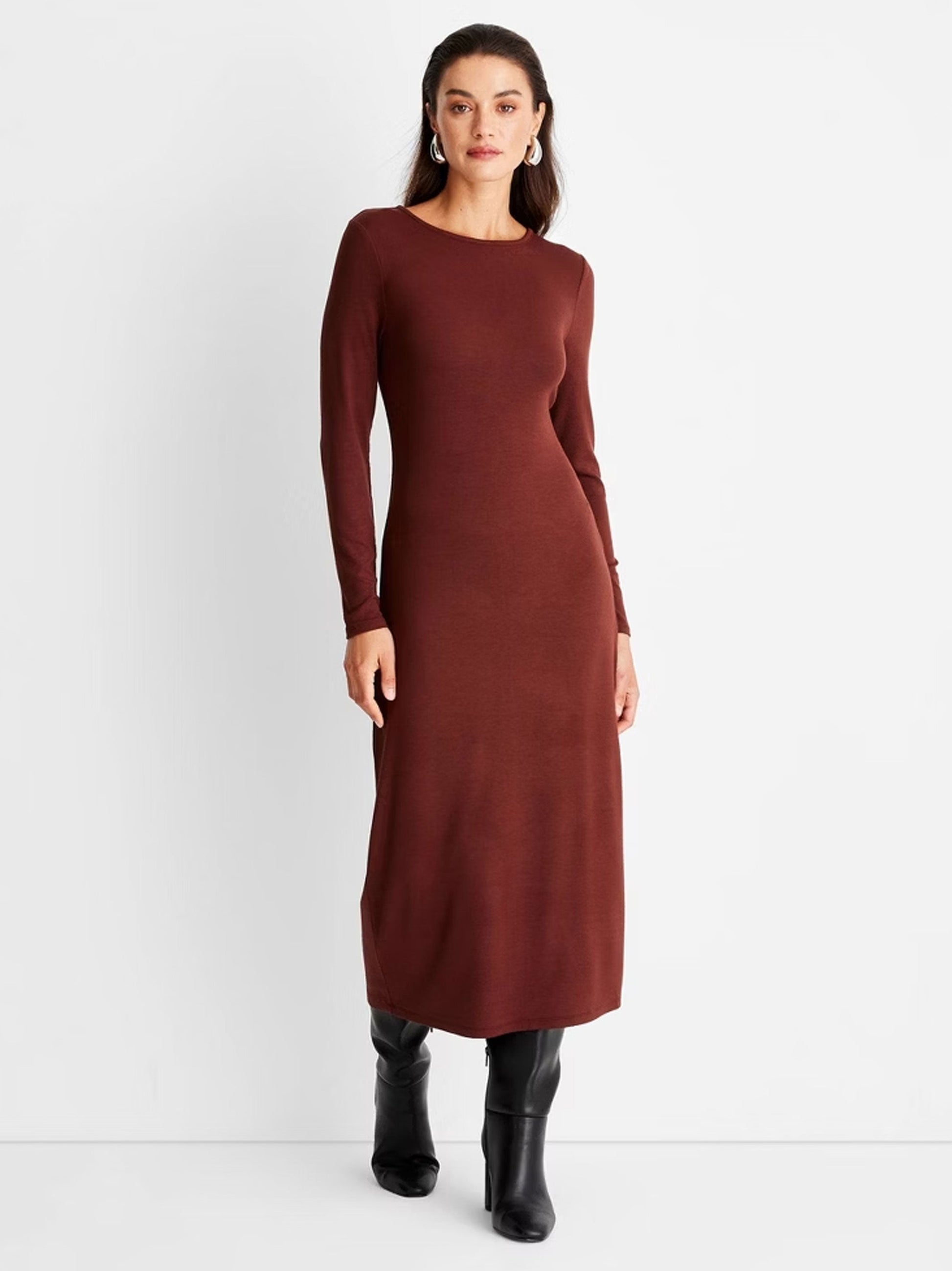 Women's Knitted Dress,Brown
