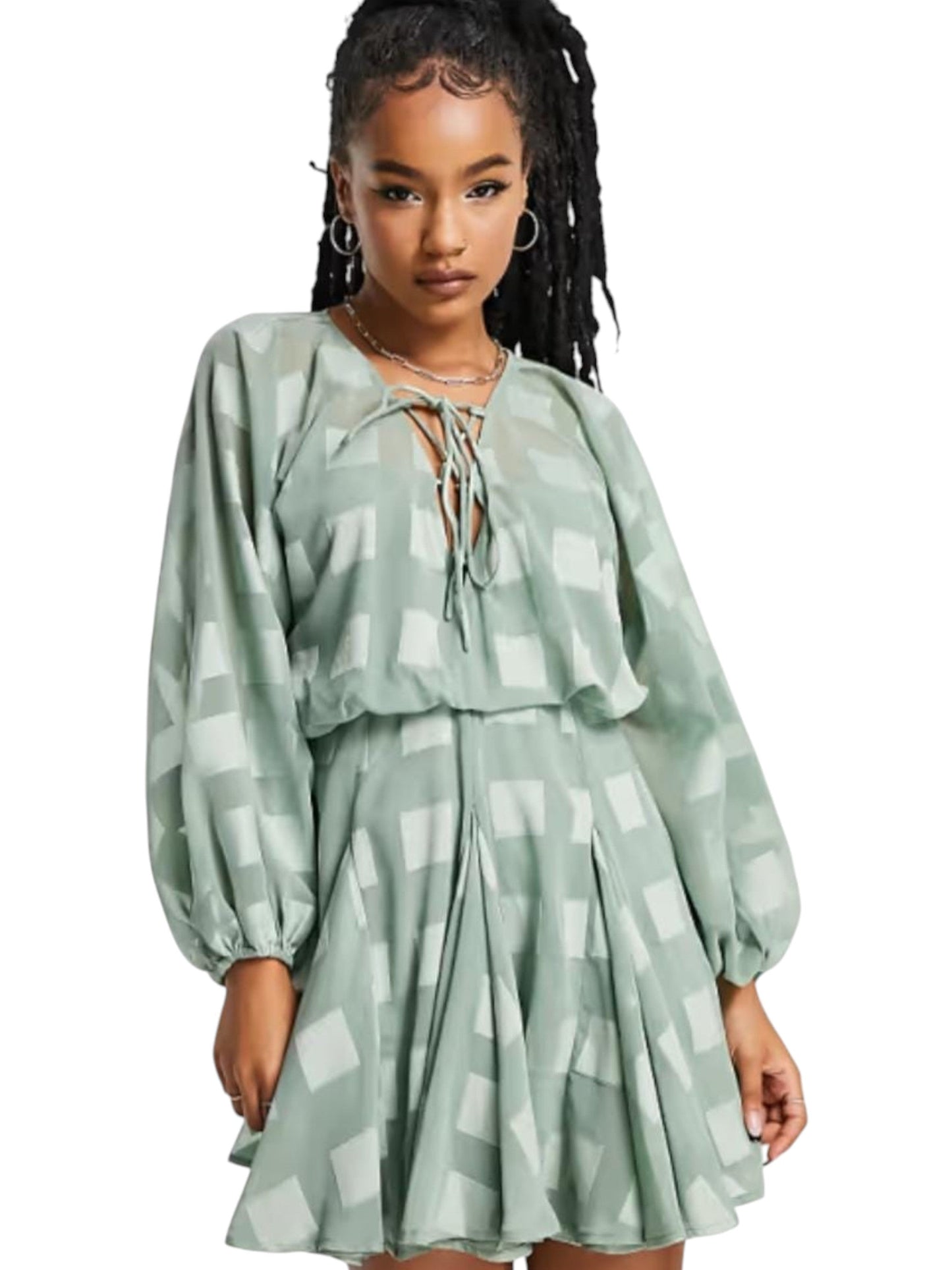 Women's Ruffled Dress,Green