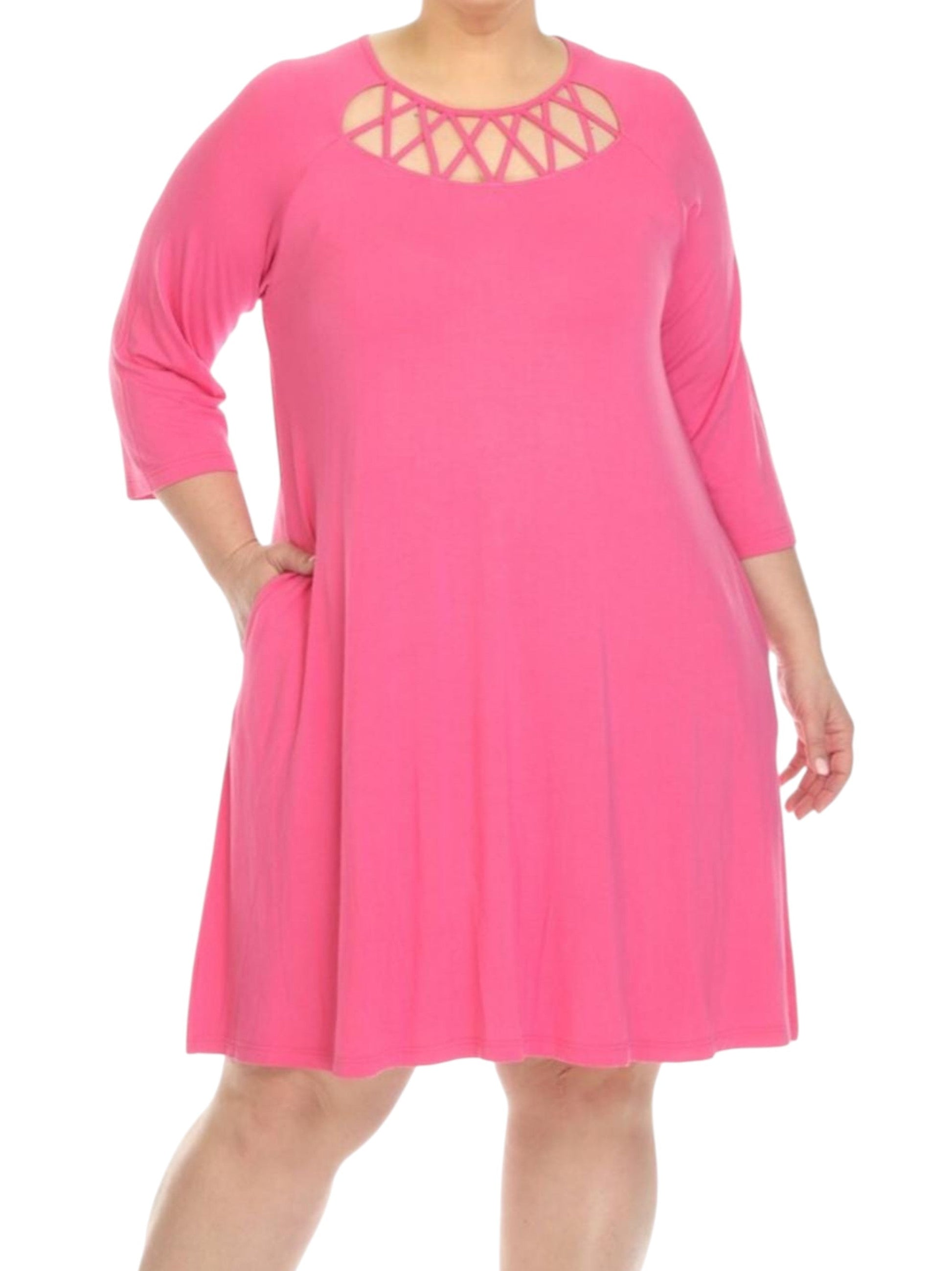 Women's Plain Dress,Pink
