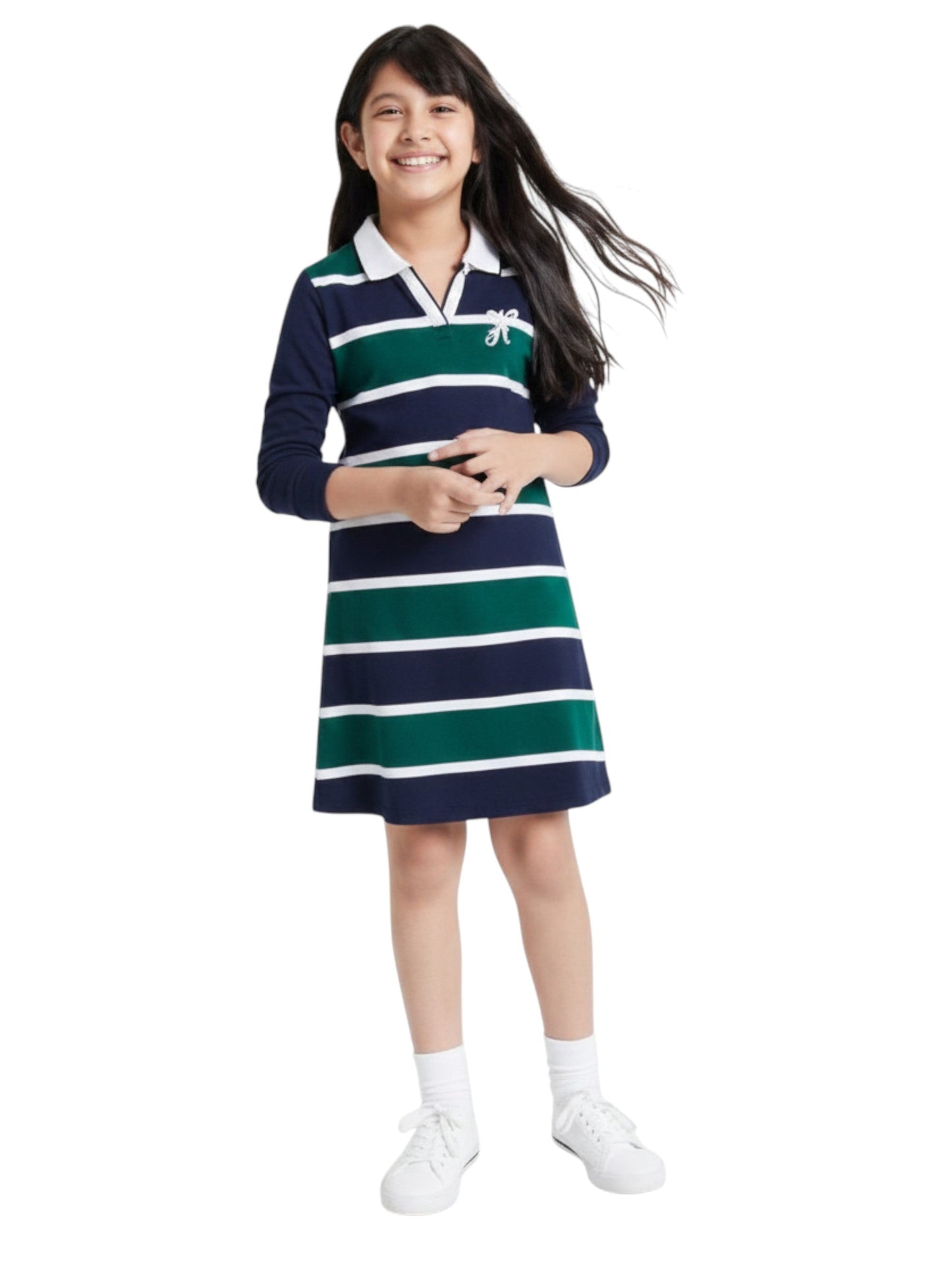 Kids Girl's Striped Dress,Navy