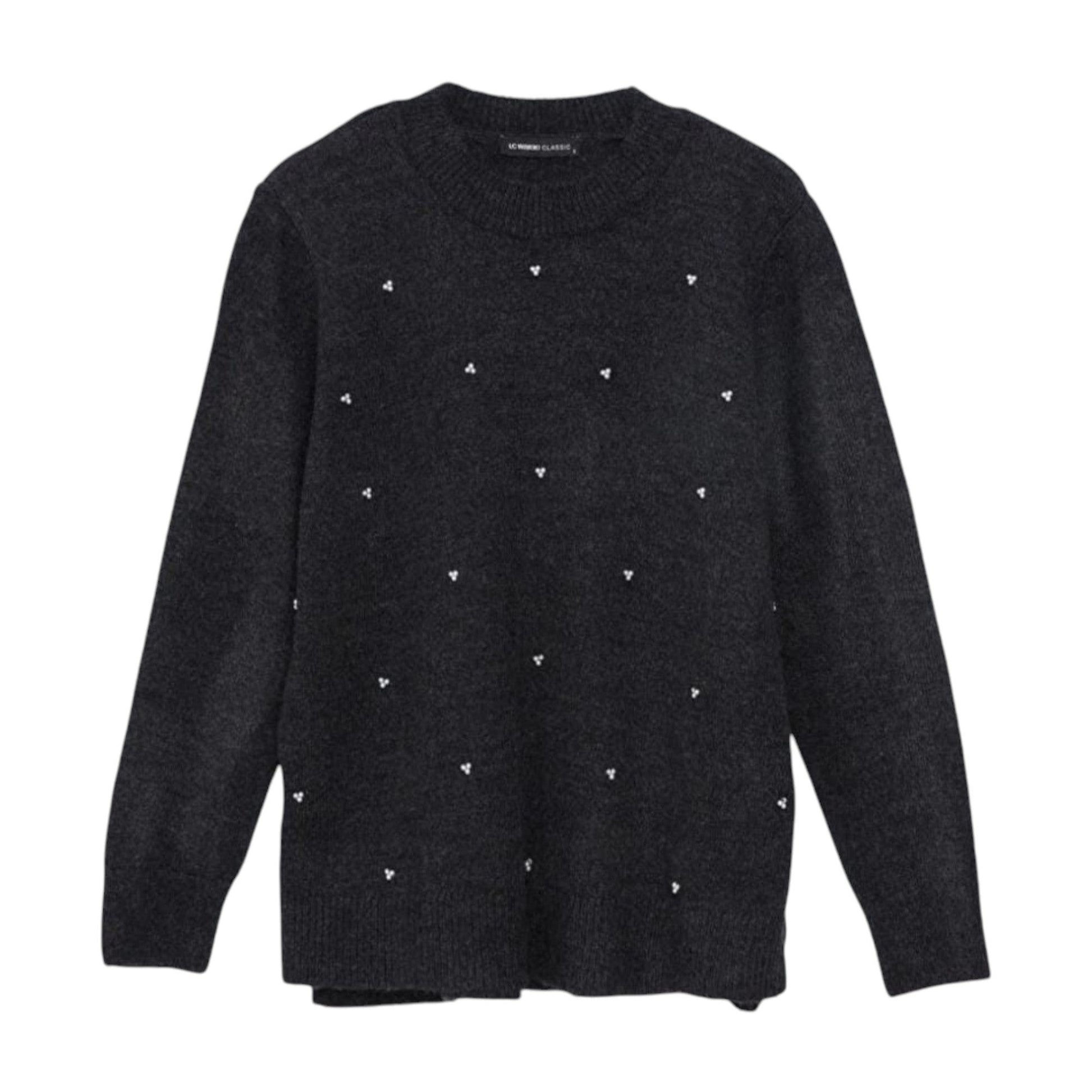 Women's Pearls Knitted Sweaters,Black