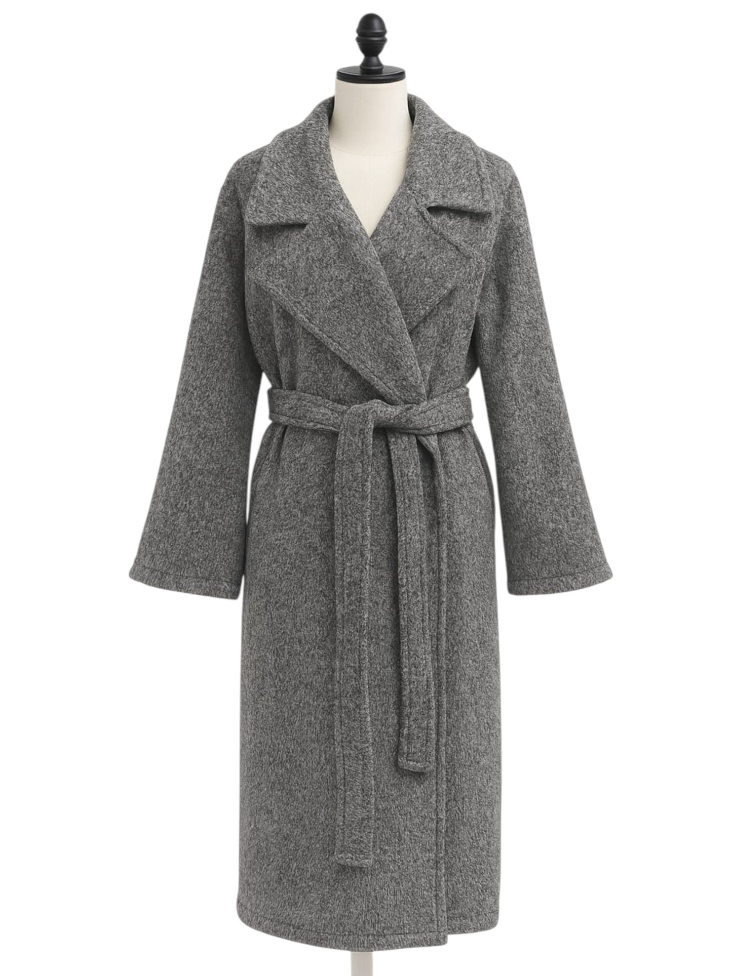 Women's Heather Faux Fur Robe&Belt,Grey