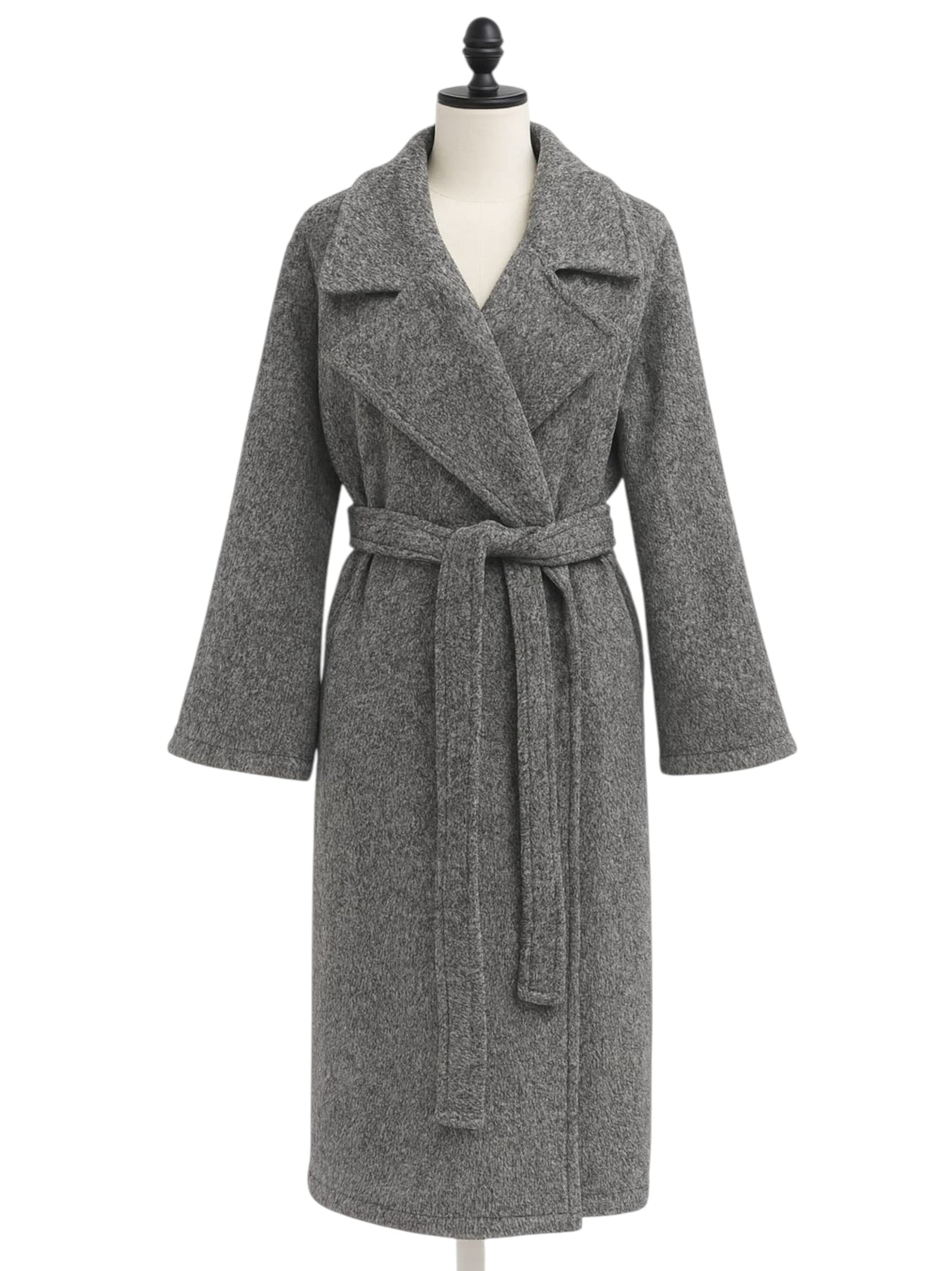 Women's Heather Faux Fur Robe&Belt,Grey