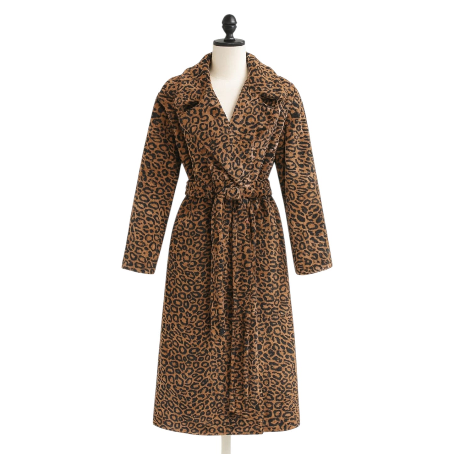 Women's Plain Faux Fur Robe&Belt,Tiger
